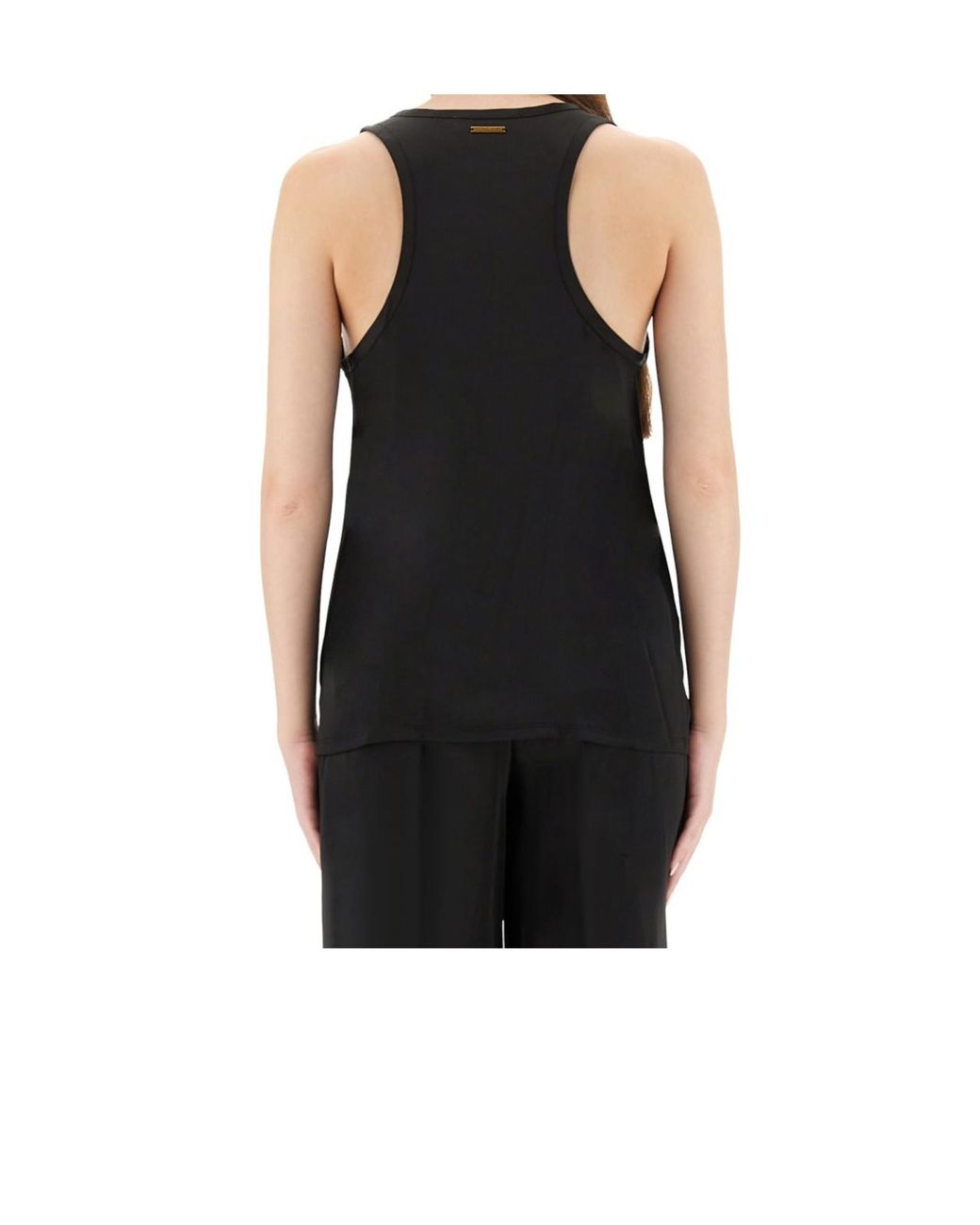 MICHAEL Michael Kors Black Satin Racerback Tank Top