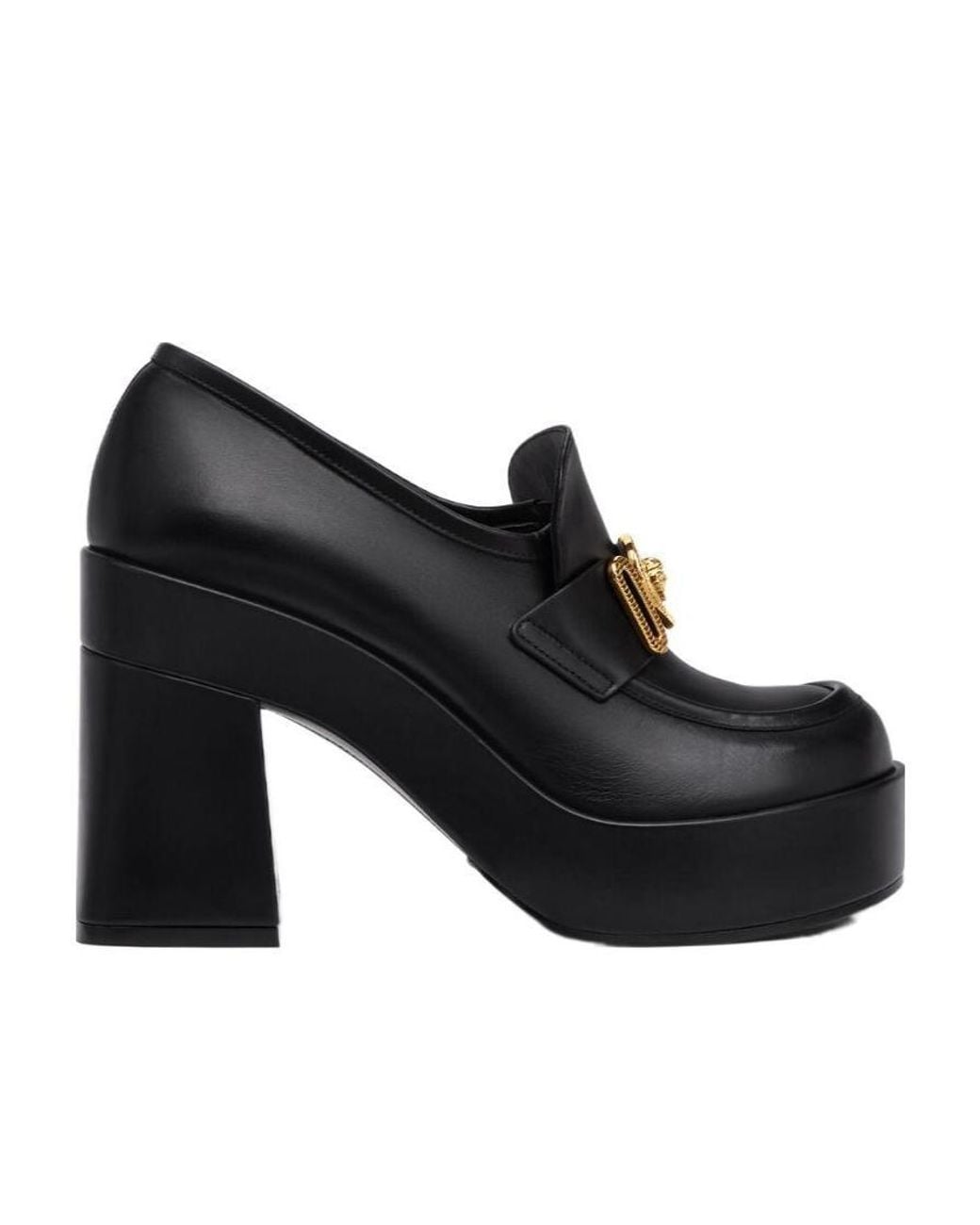 Versace Black Medusa Plaque Slip-On Pumps