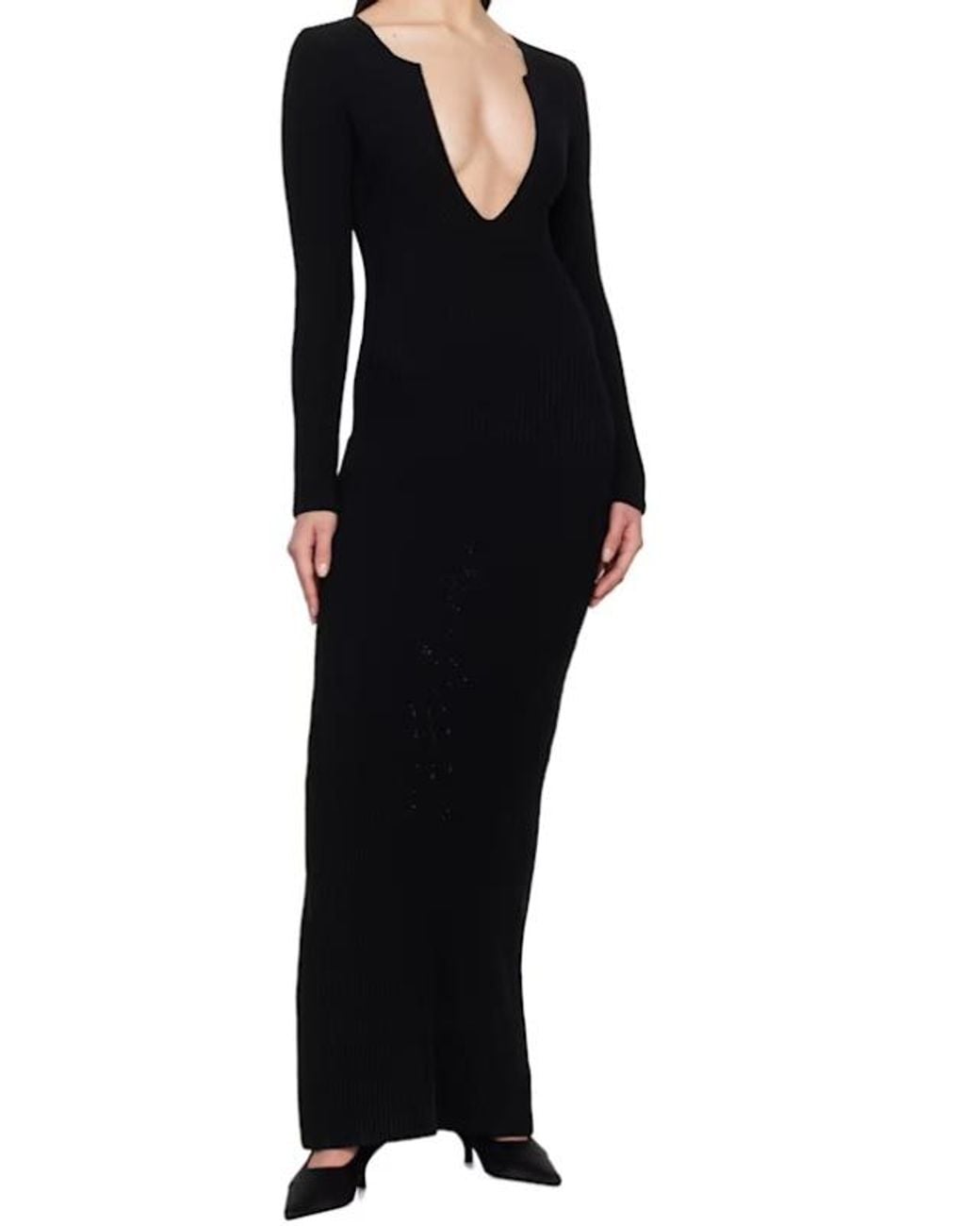 AYA MUSE Black Ribbed Knitted Dress