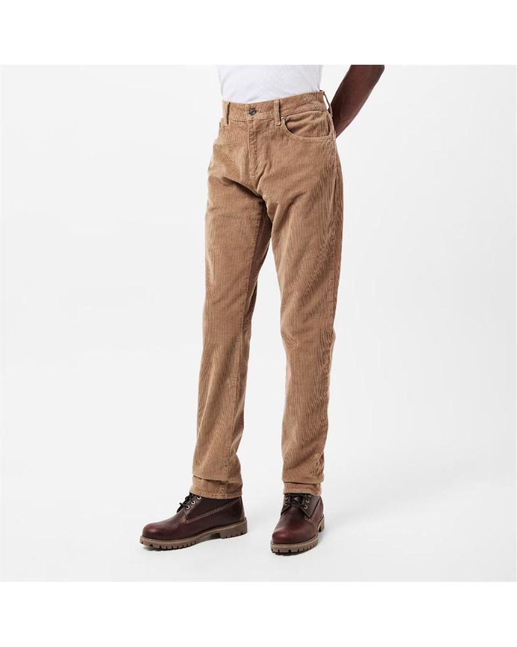 7 For All Mankind Natural Corduroy Straight Leg Trousers for men