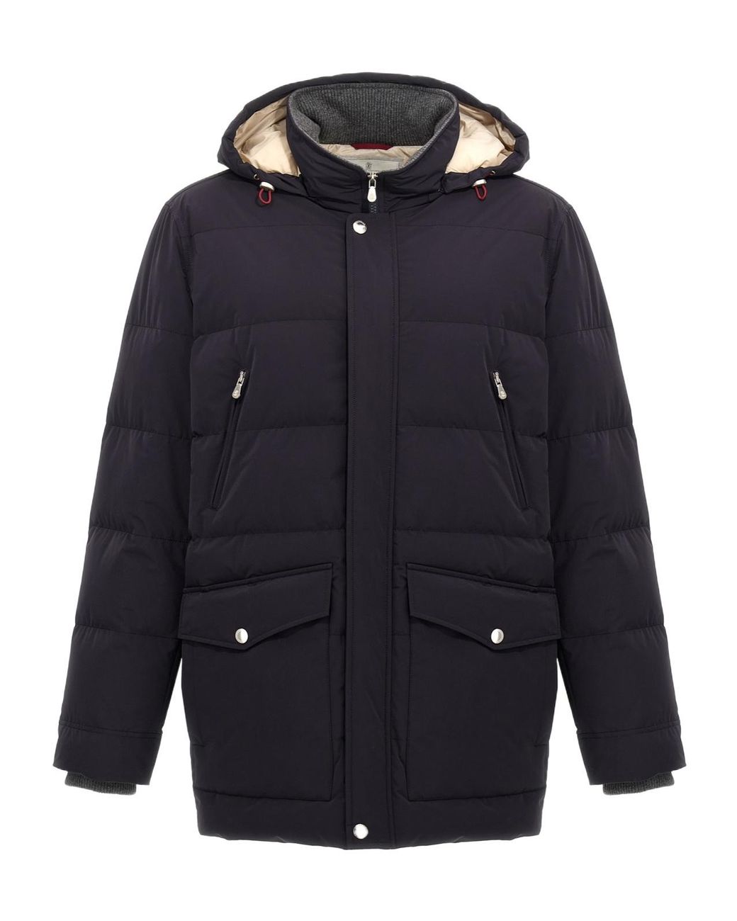 Brunello Cucinelli Blue Knit Insert Down Jacket for men