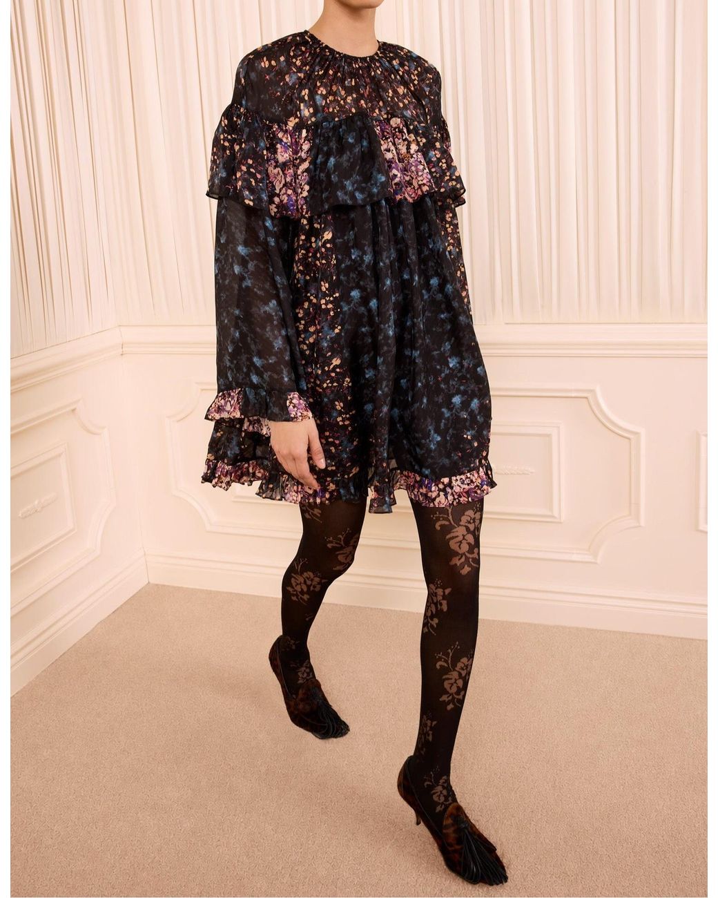 Ulla Johnson Multicolor Elise Floral-Jacquard Ruffled Blouse