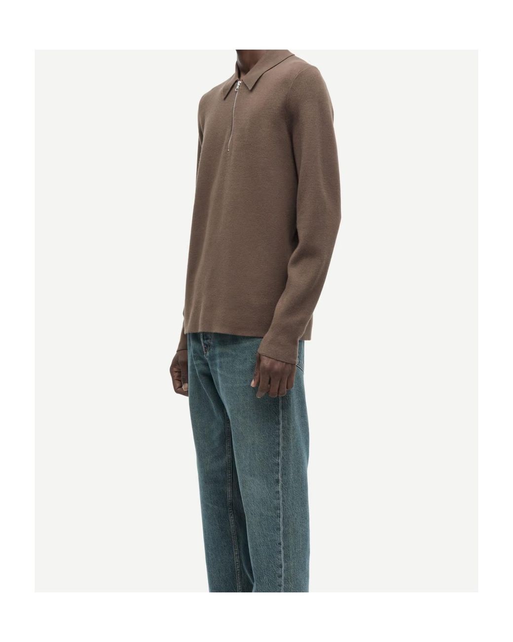 Samsøe & Samsøe Green Samsøe Samsøe Guna Zip Polo Knitted Sweater for men