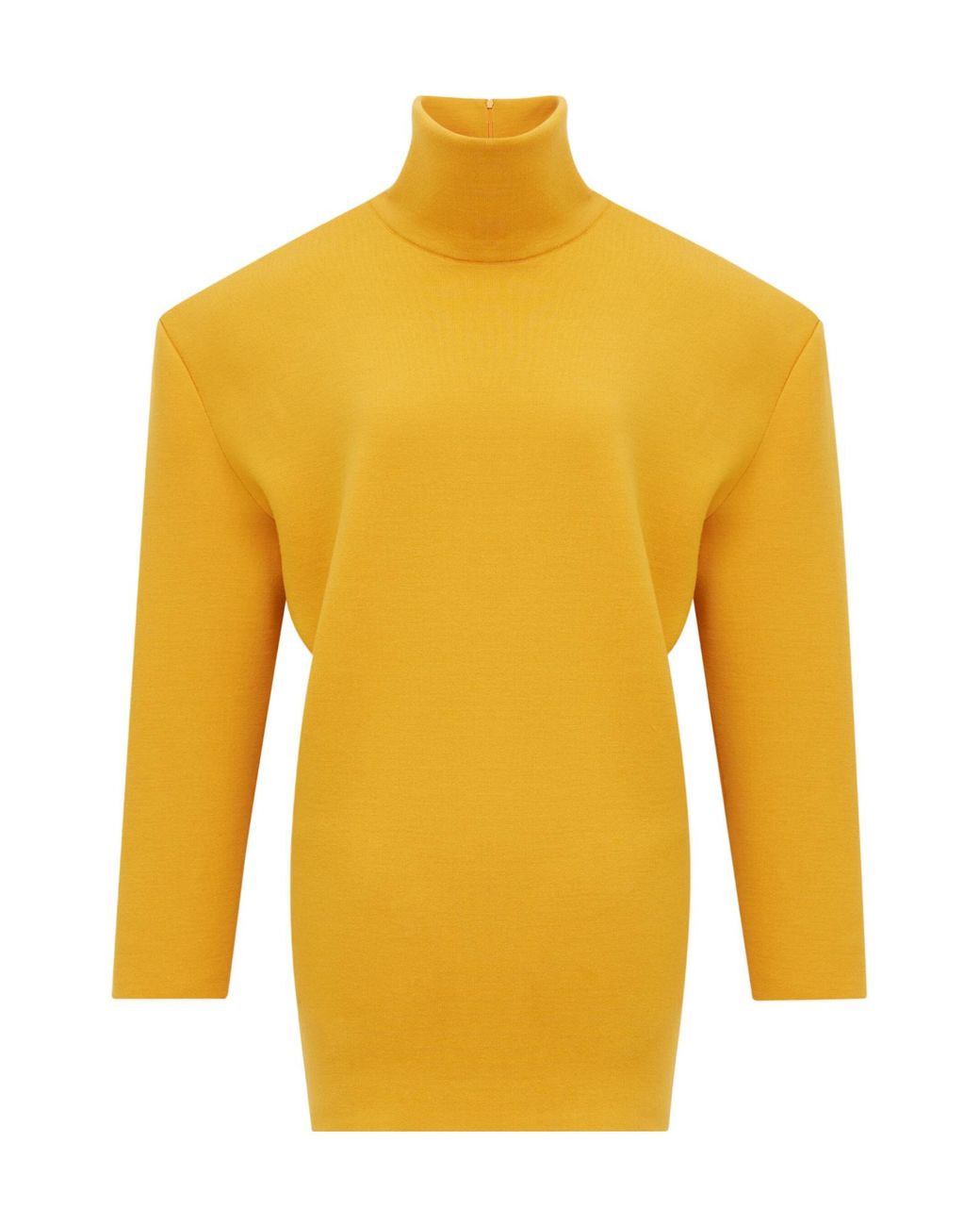 Saint Laurent Yellow High Neck Knitted Boxy Dress