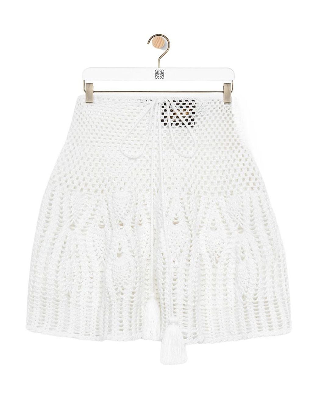 Loewe White Crochet Mini Skirt