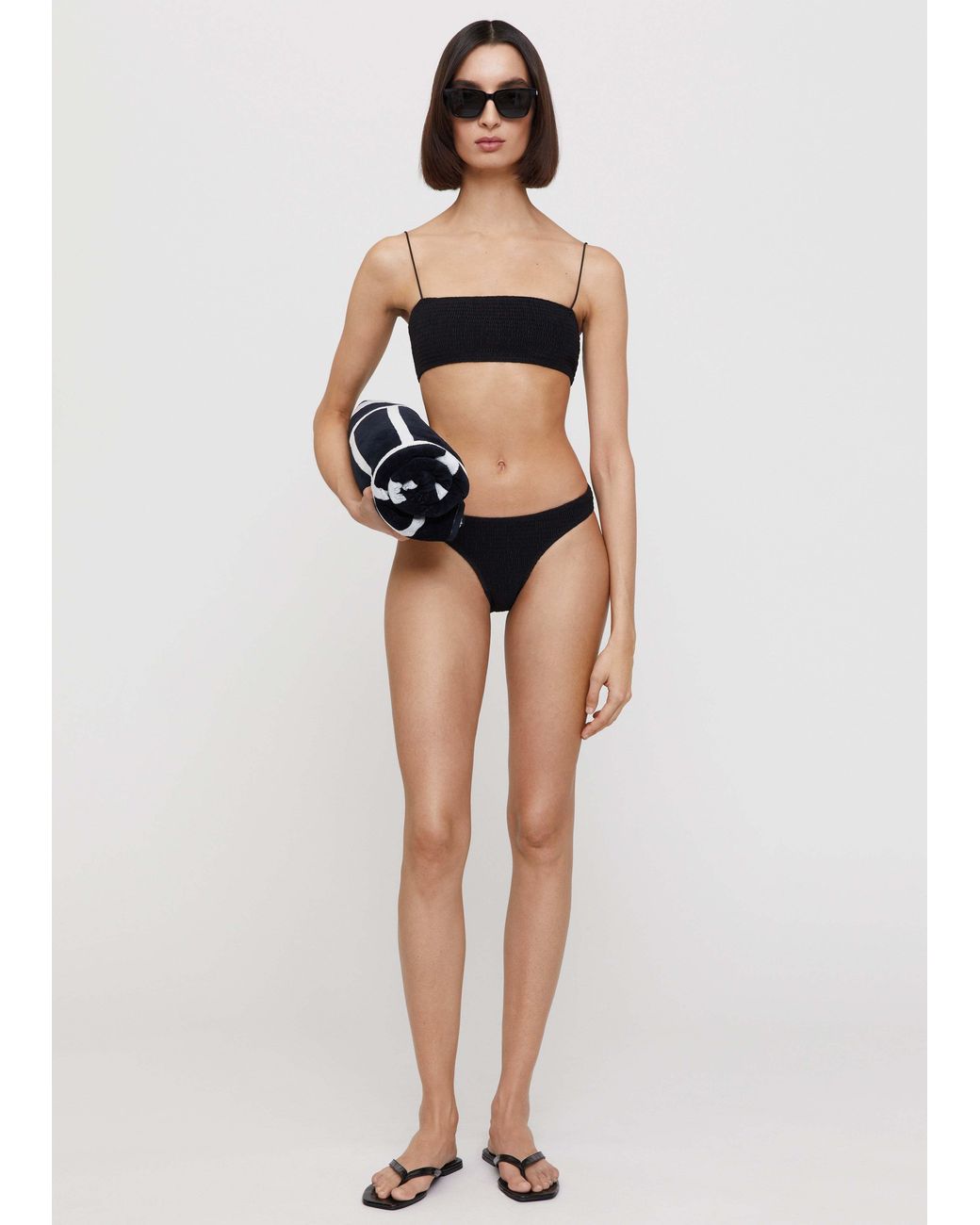 Totême Black Smocked-Finish Bikini Bottoms