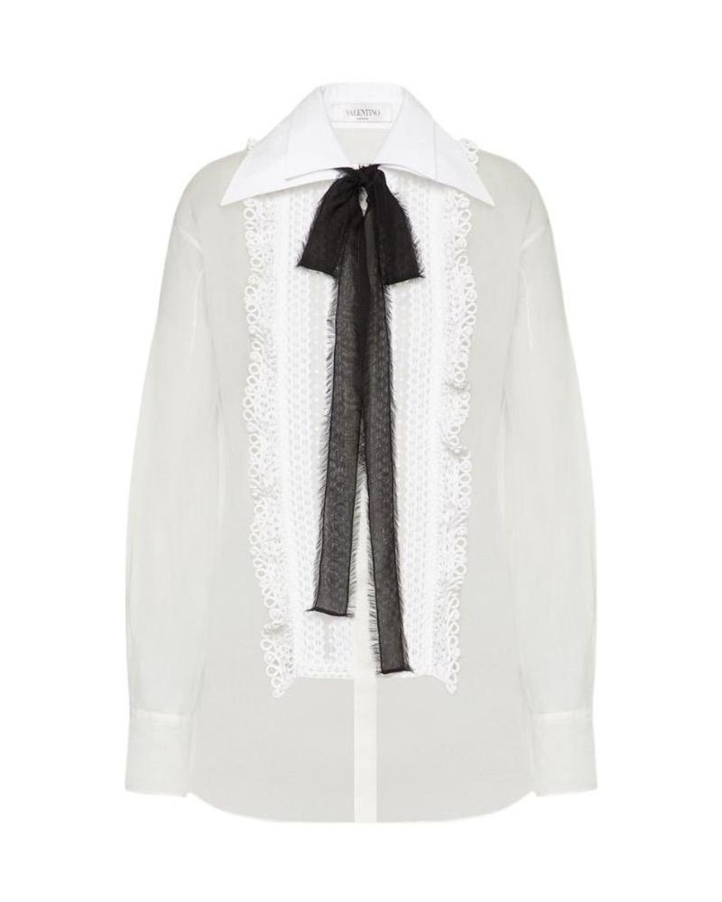 Valentino White Embroidery Organza Shirt