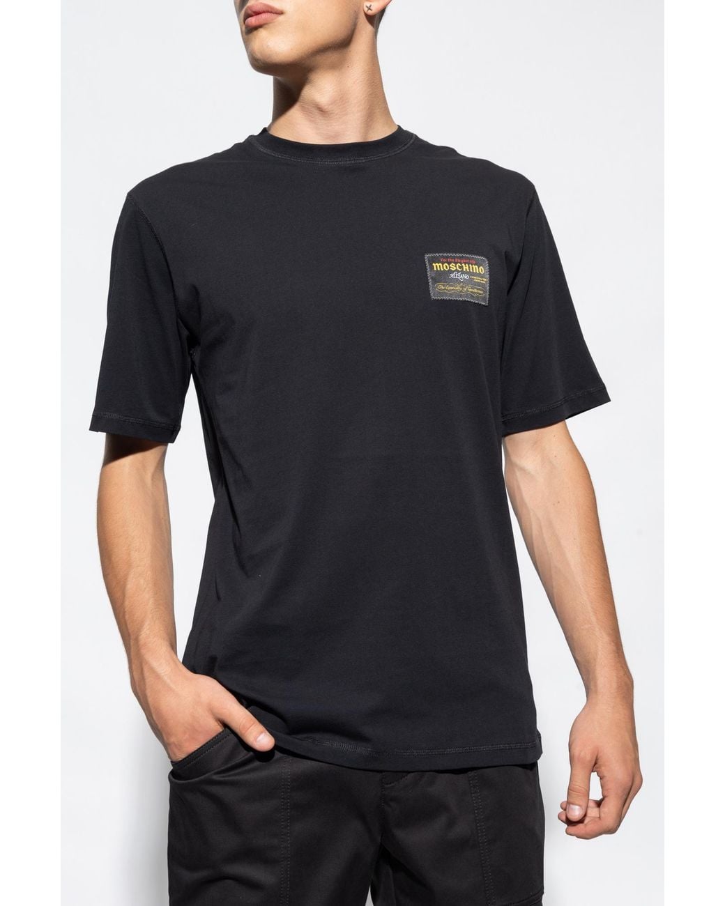 Moschino Black Item O-Neck Short-Sleeved T-Shirt for men