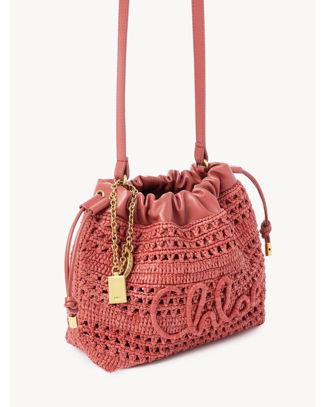 Chloé Red Chloé Mini Raffia Shoulder Bag