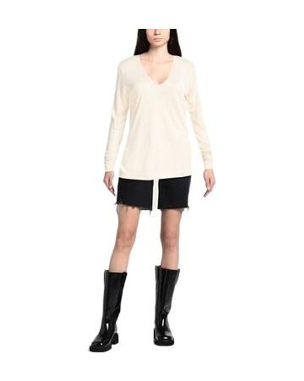 Max Mara Natural V-Neck Long-Sleeve Knit Top