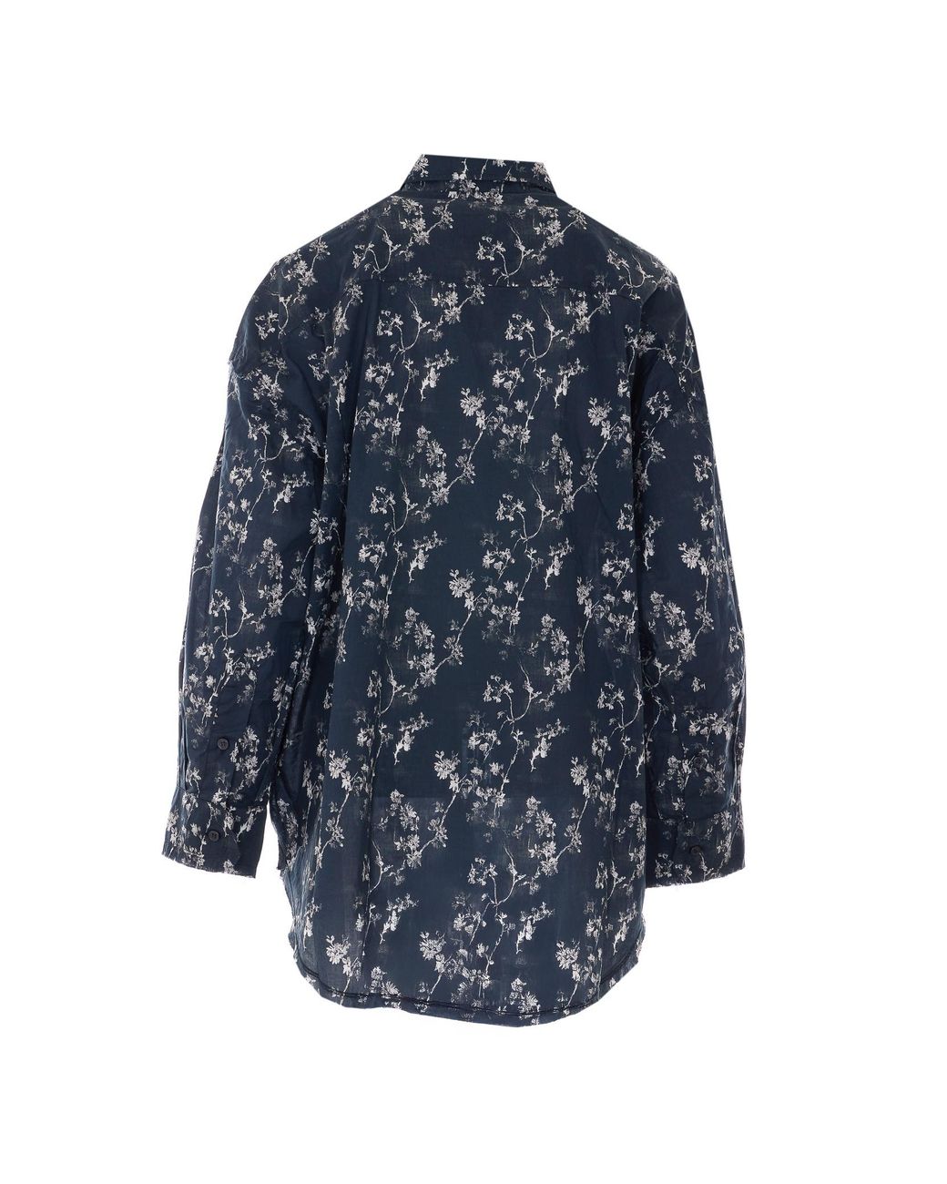 R13 Gray Ruffled Floral-Print Shirt
