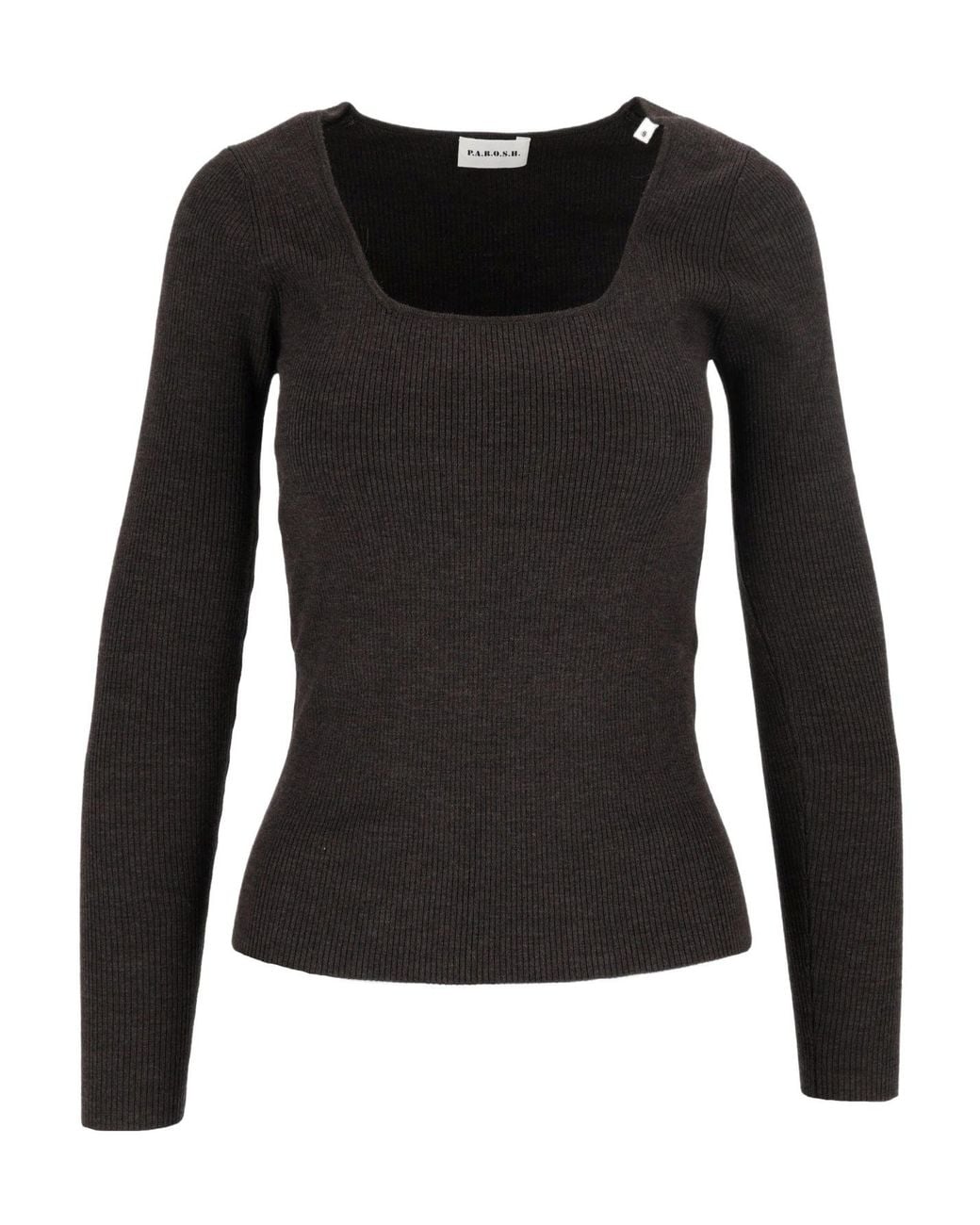 P.A.R.O.S.H. Black U-Neck Long-Sleeved Sweater