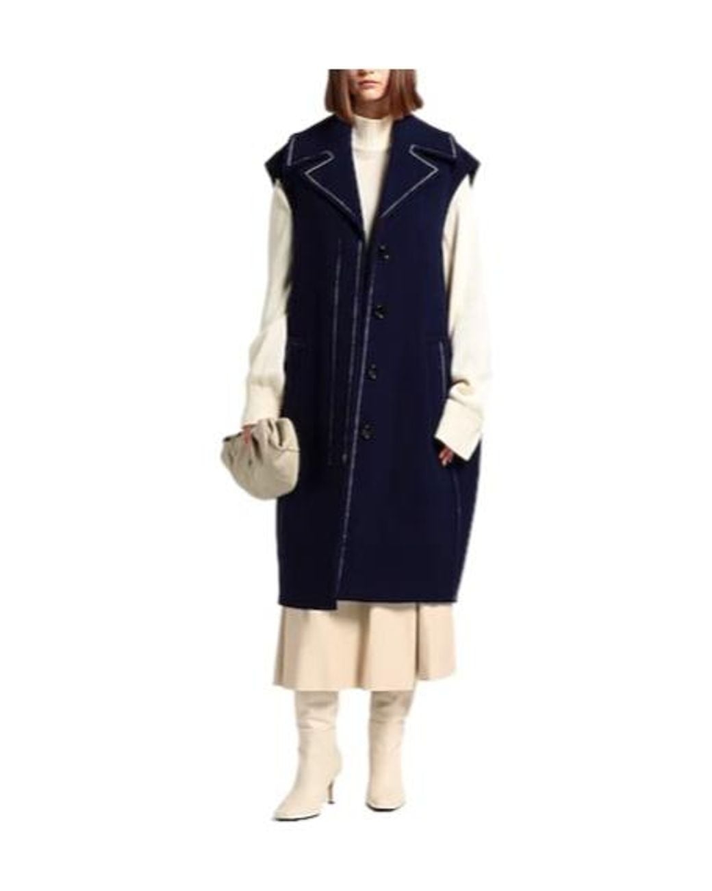 Marni Blue Sleeveless Singlebreasted Coat