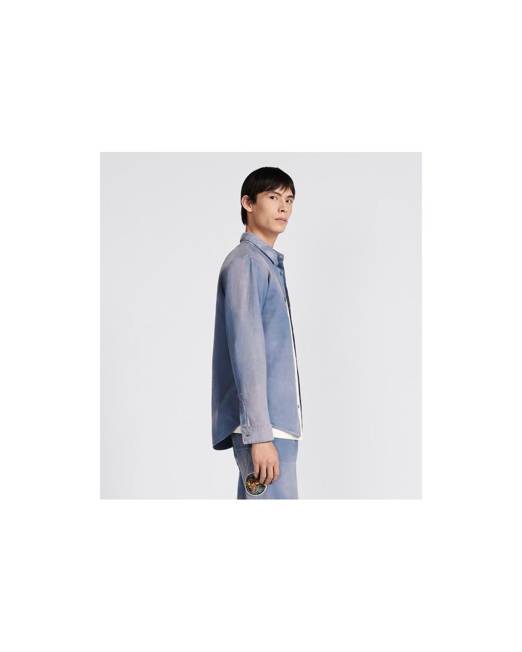 Dior Blue Homme Buttoned Long-Sleeved Denim Shirt for men