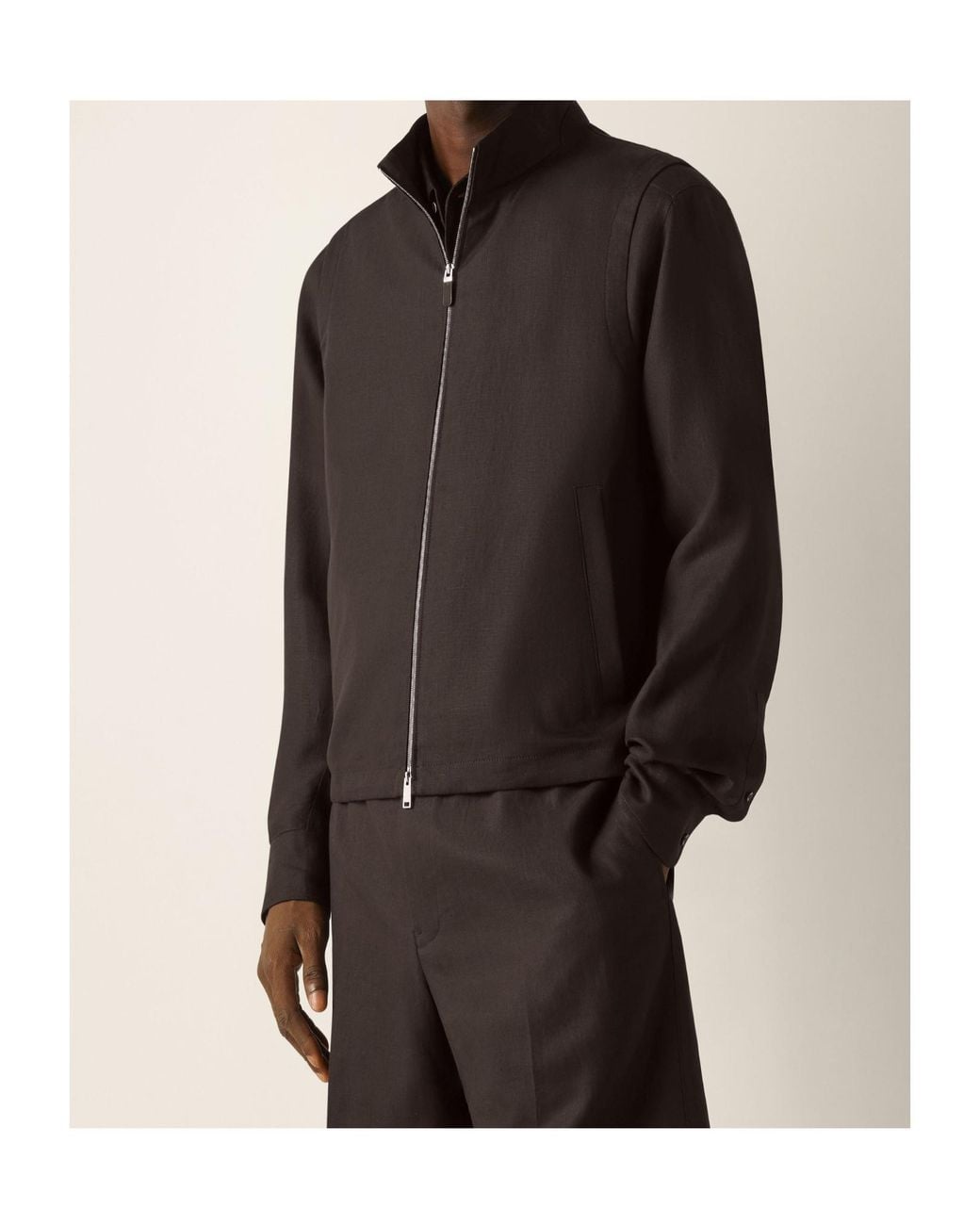 Zegna Black Zip Oasi Lino Vest for men