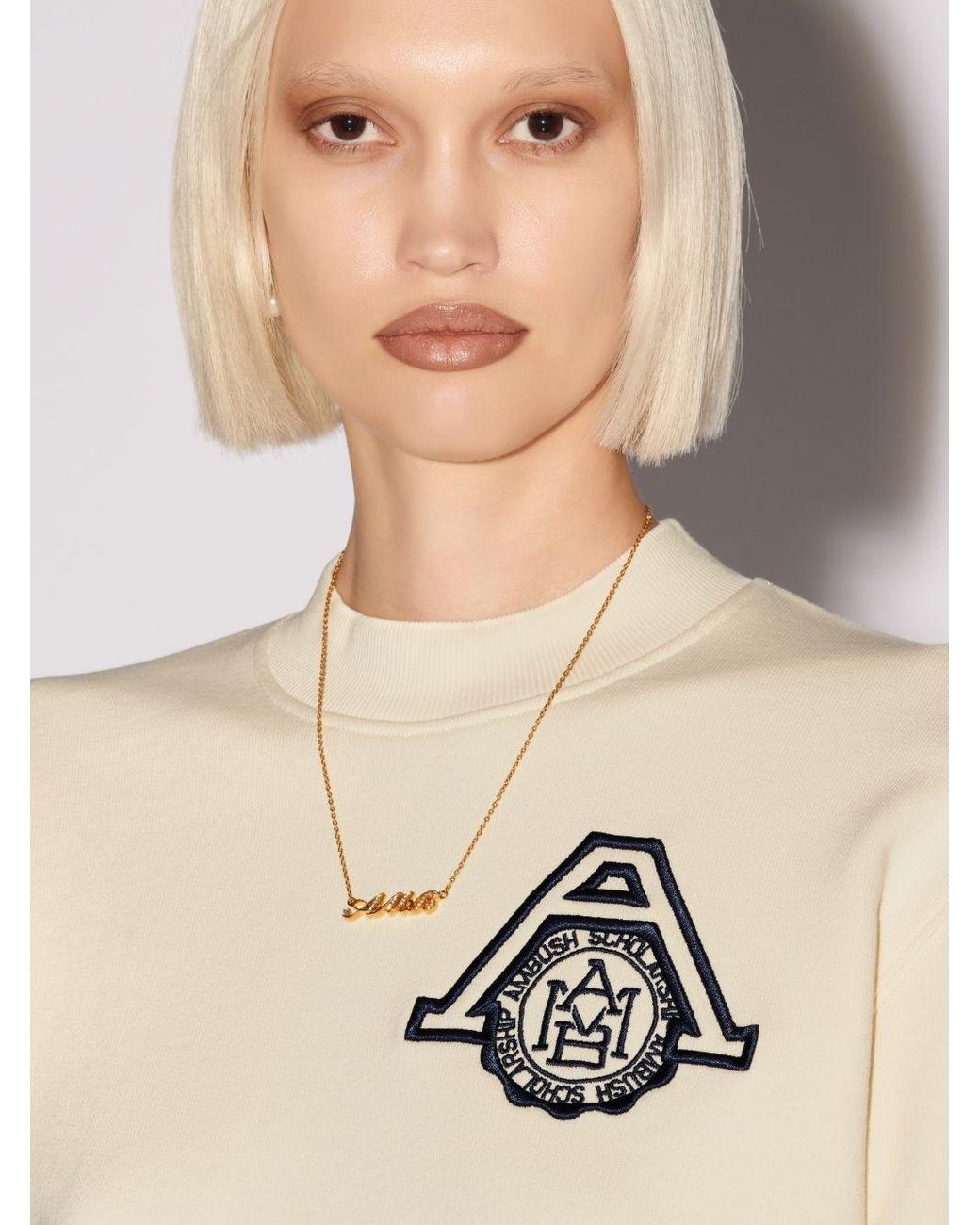 Ambush White Scholarship Cropped Sweatshirt