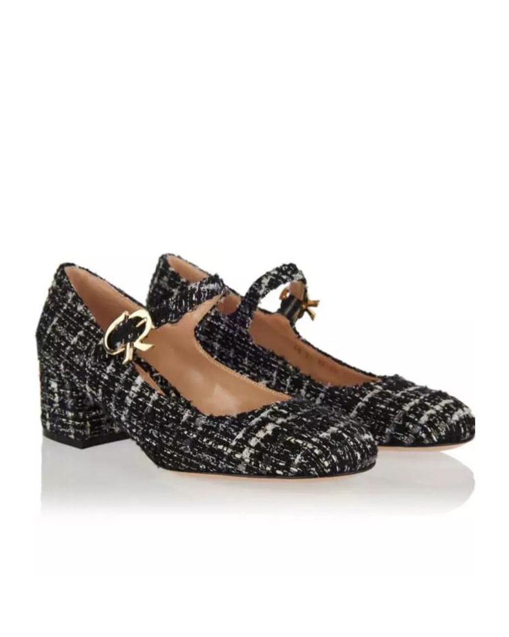 Gianvito Rossi Black Hoop Tweed High Heels
