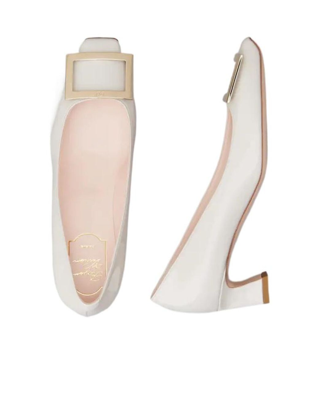 Roger Vivier White Square Toe Pumps