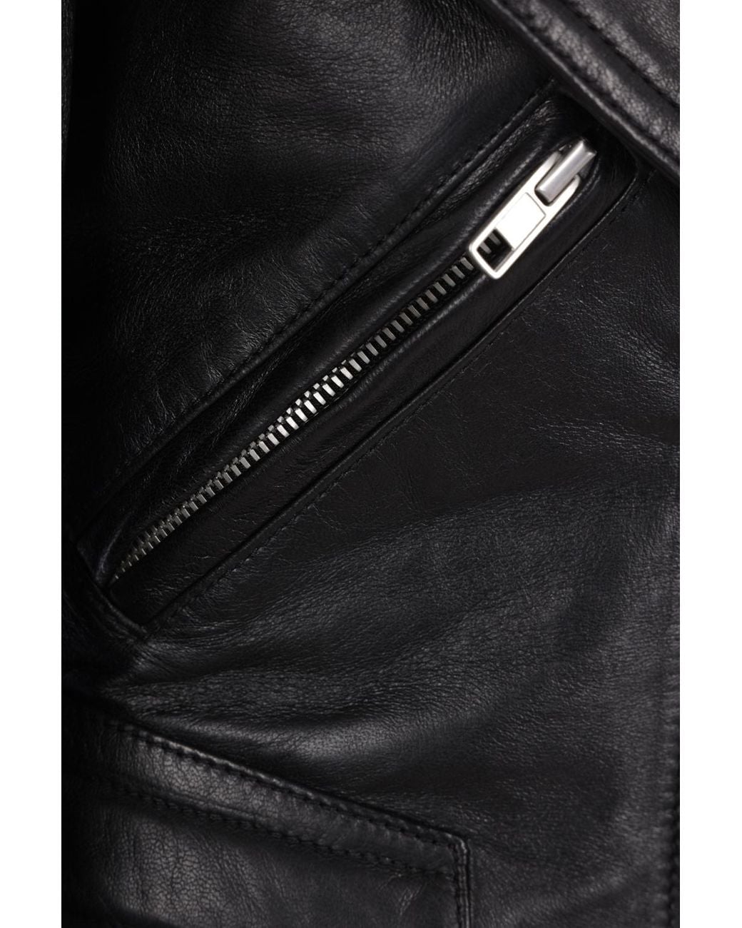 Maison Margiela Black Folded Collar Leather Jacket