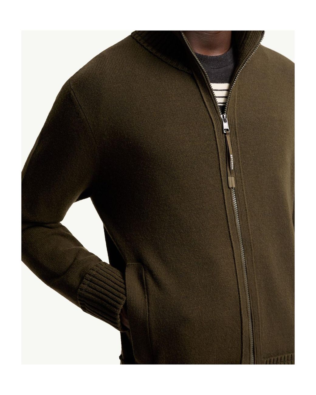 Moncler Green Zip-Up Stand-Collar Cardigan for men