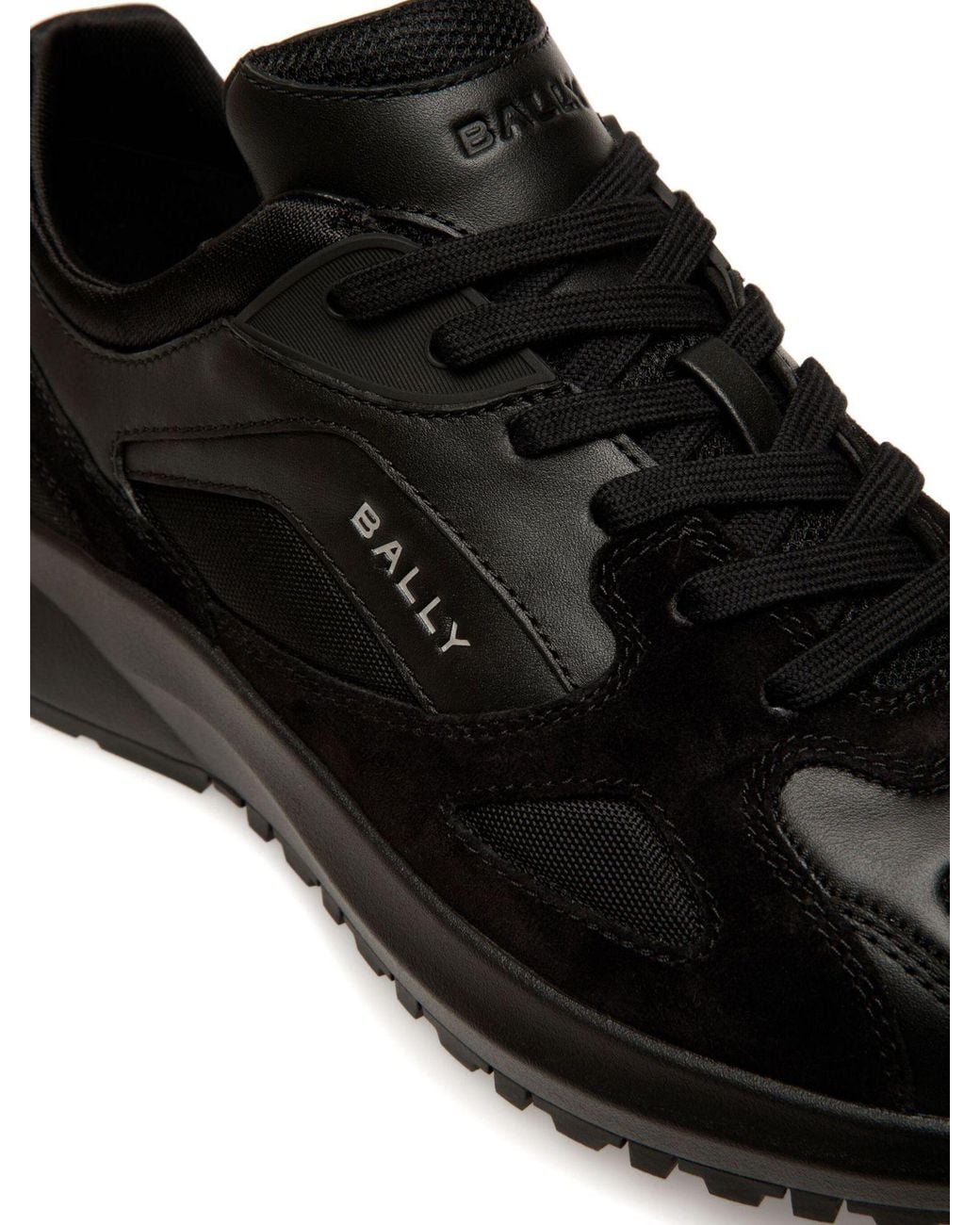 Bally Black Low-Profile Suede Mesh Leather Sneakers for men