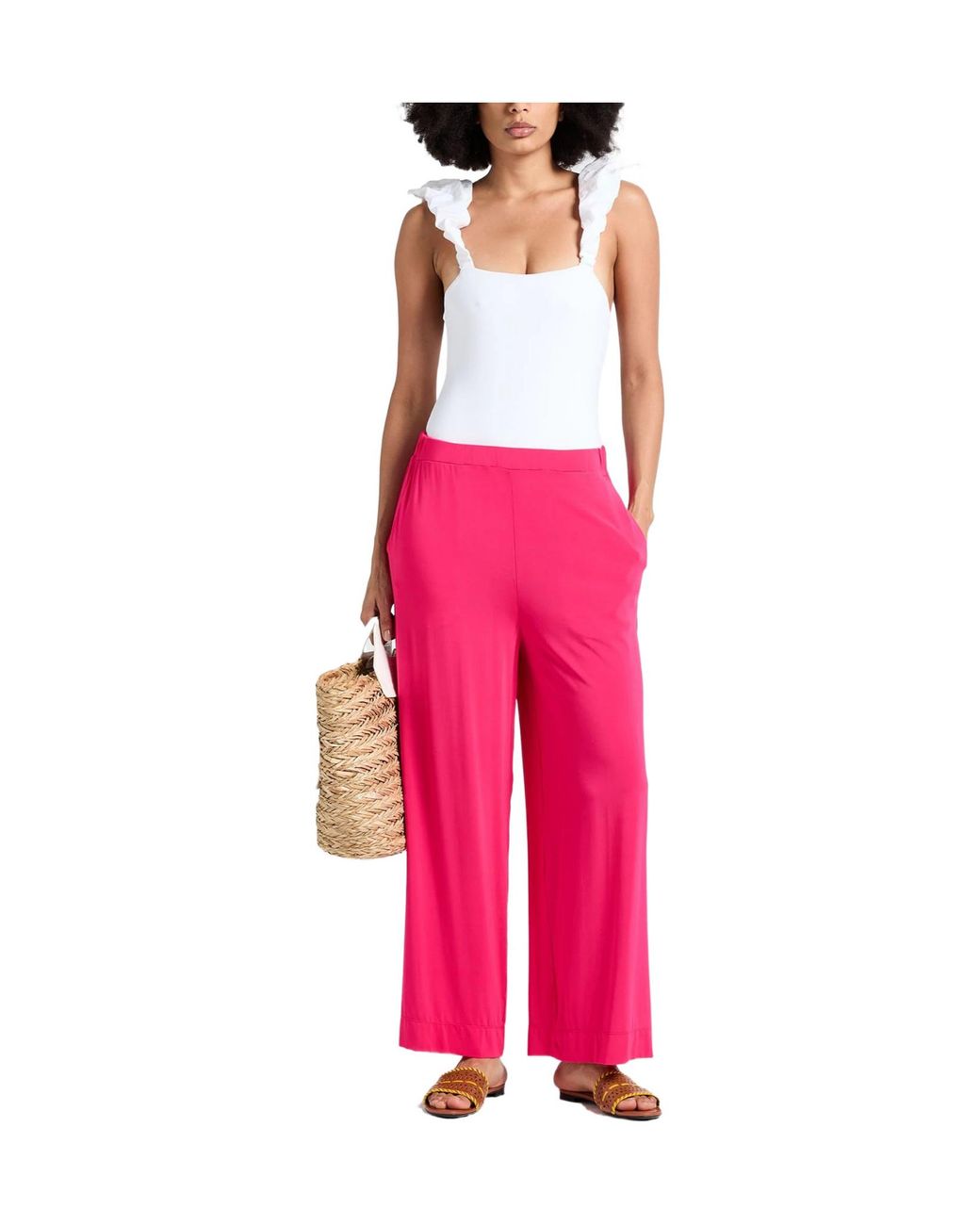 Max Mara Pink Solid-Color Casual Trousers