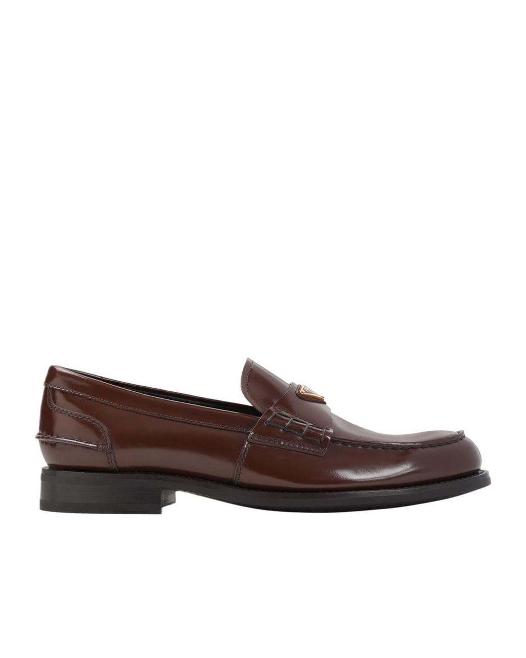 Prada Brown Triangle-Logo Slip-On Loafers for men