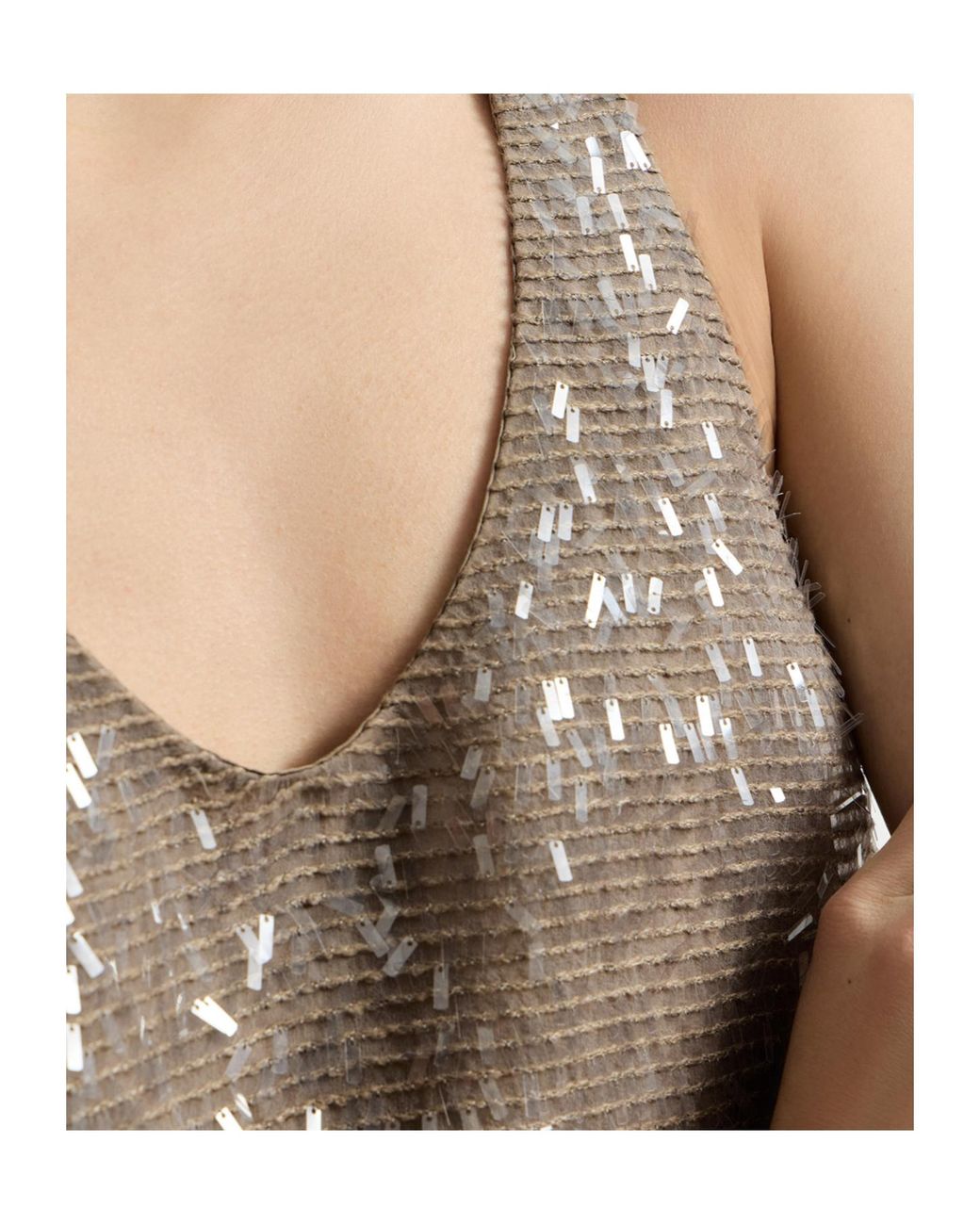Brunello Cucinelli Brown Dazzling Cascade Embroidery Mini Dress