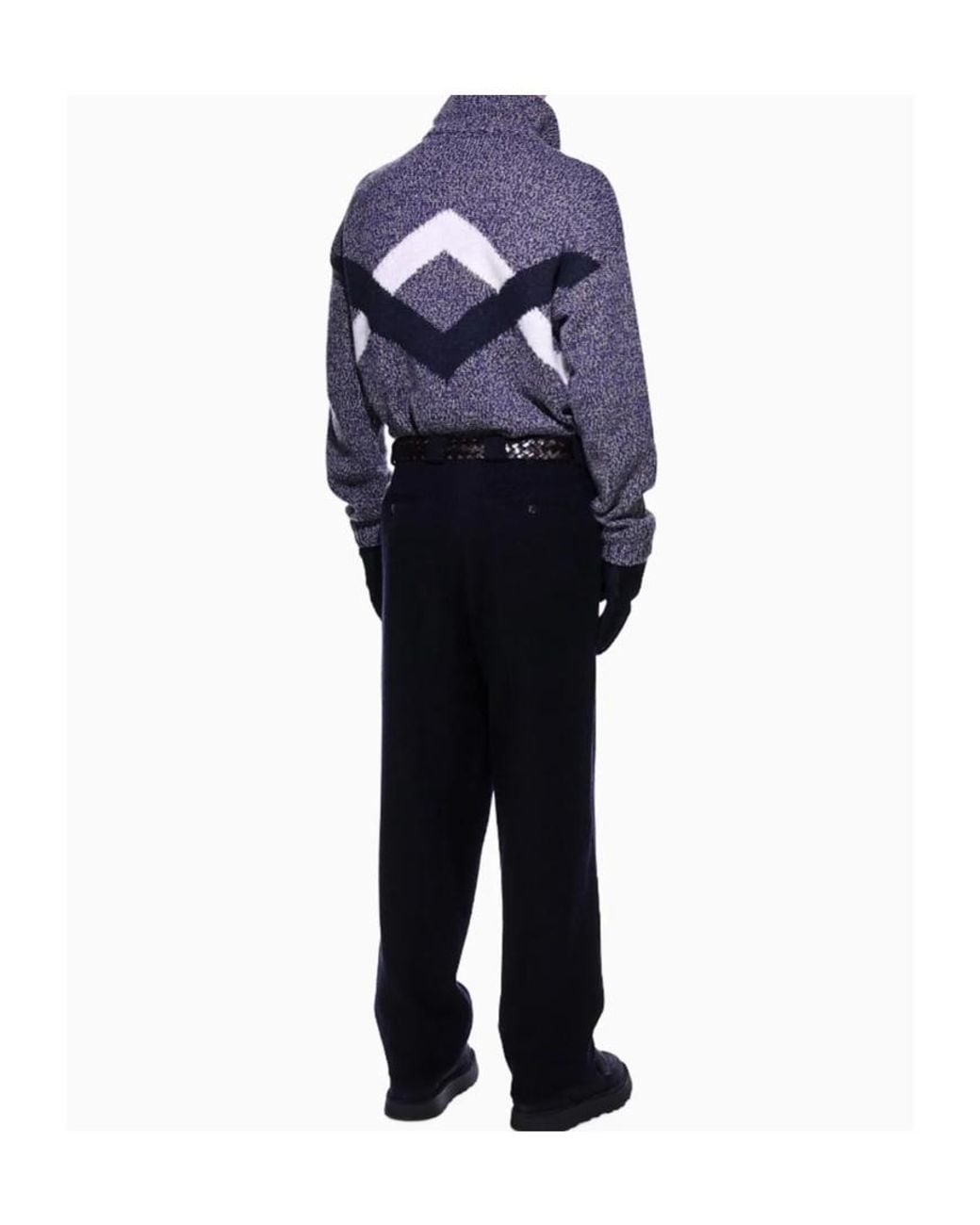 Giorgio Armani Blue Chevron Knit Sweater for men