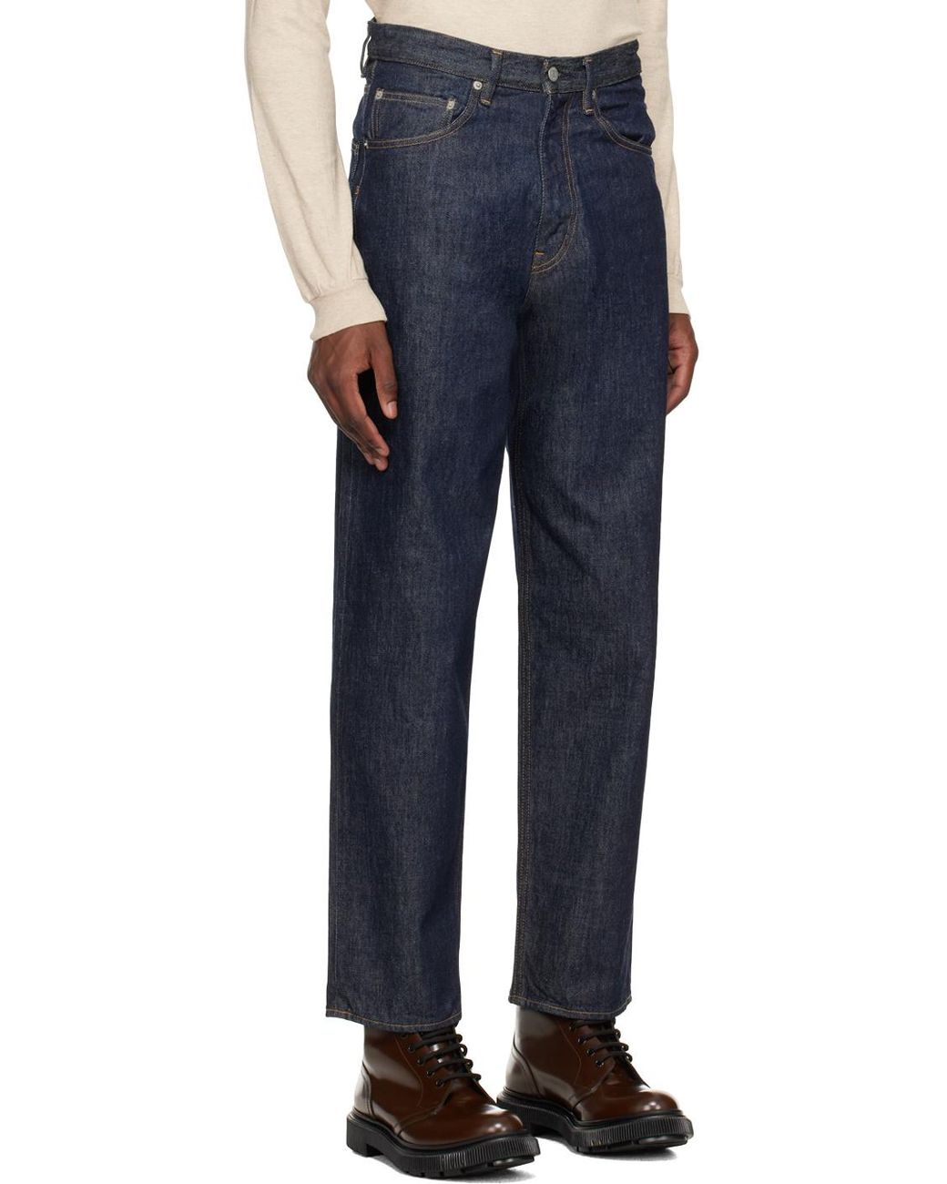 Auralee Blue Straight-Leg Cut Jeans for men