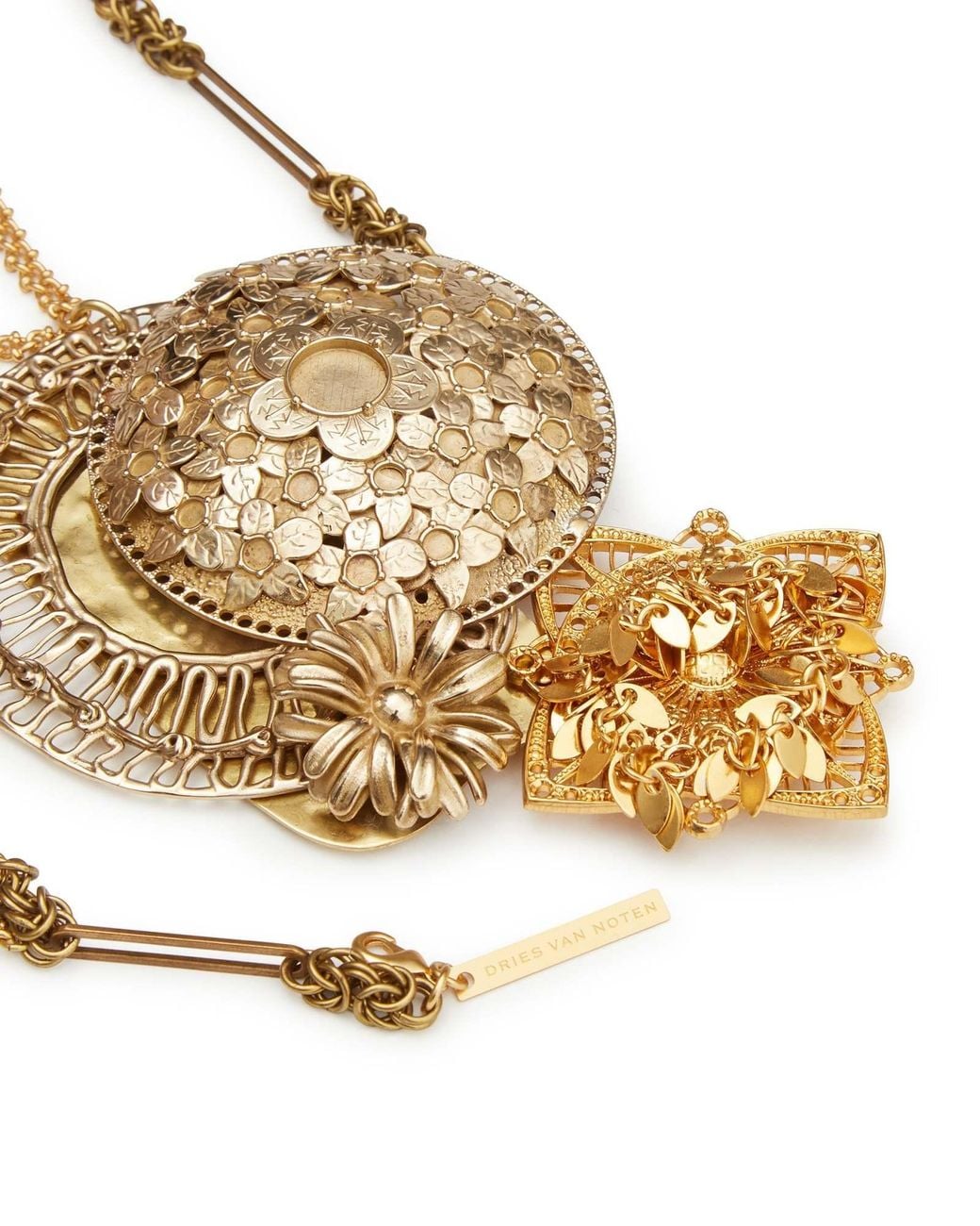 Dries Van Noten Metallic Layered Pendant Necklace