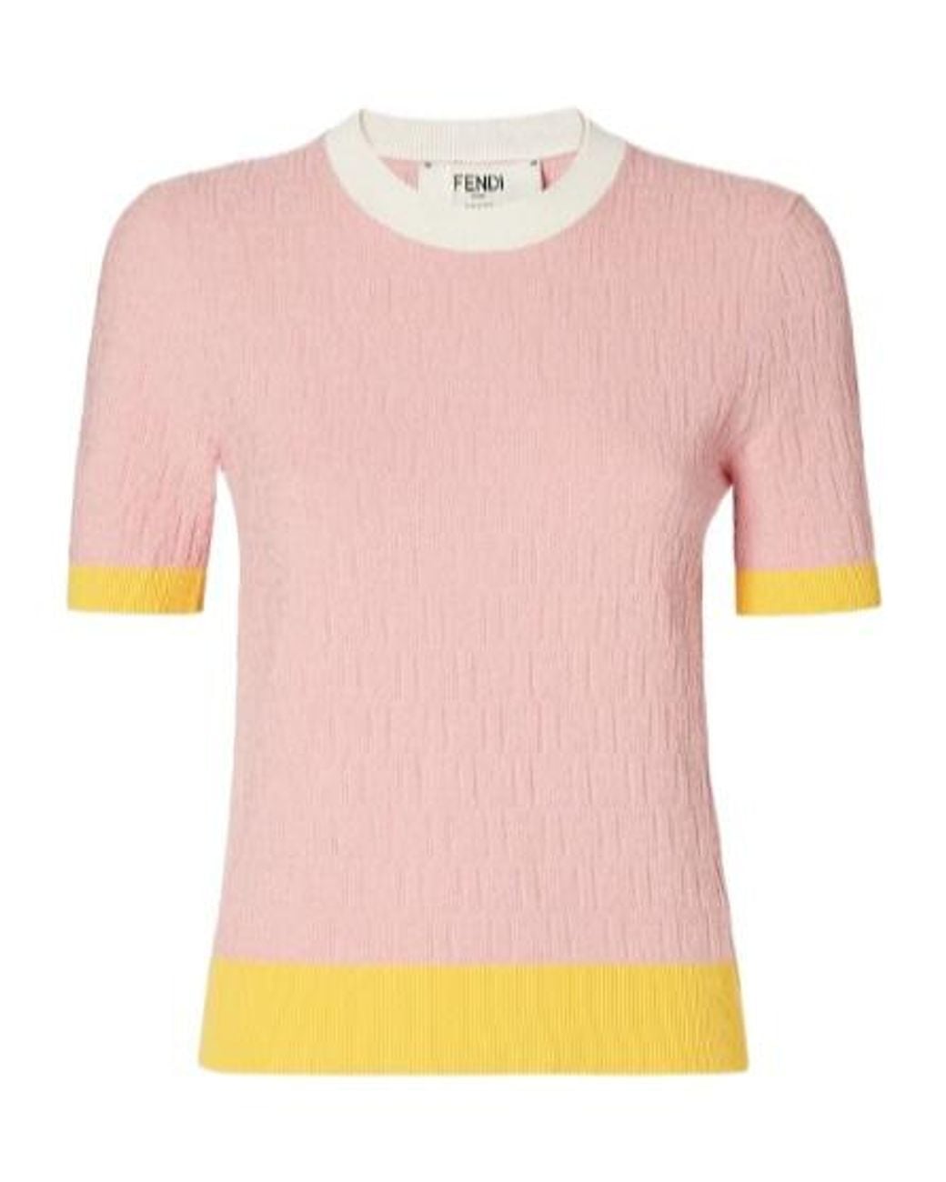 Fendi Pink Ff Jacquard Short Sleeved Jumper