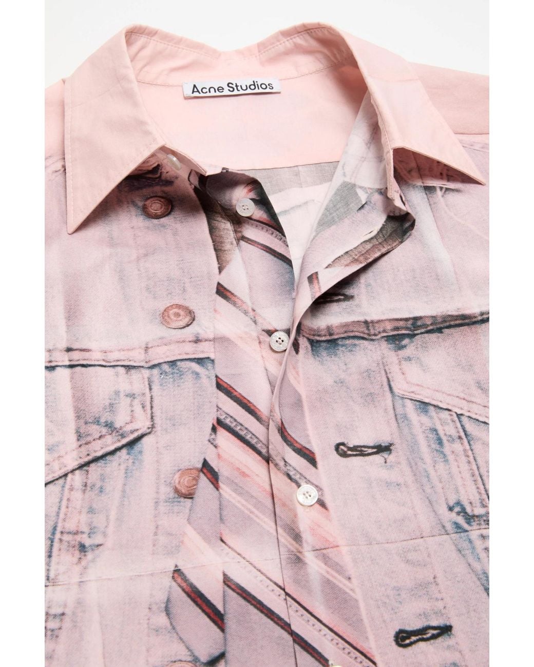 Acne Pink Buttoned Curved Hem Shirt for men