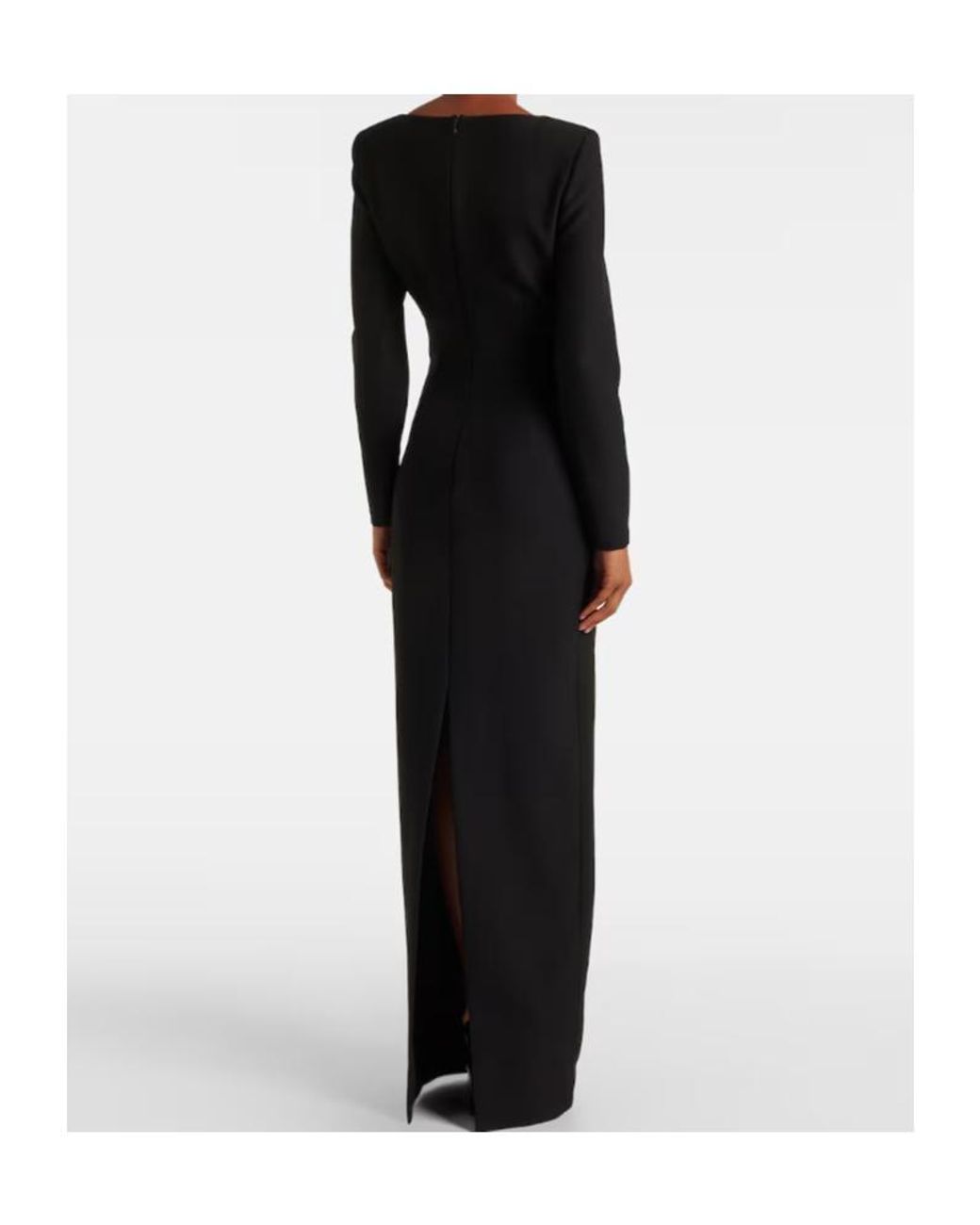 Roland Mouret Black Floral-Appliqué Crêpe Gown
