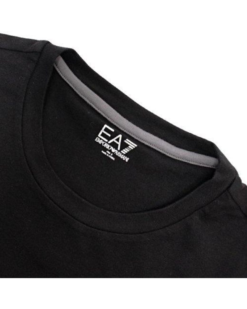 EA7 Black Logo Round-Neck T-Shirt for men