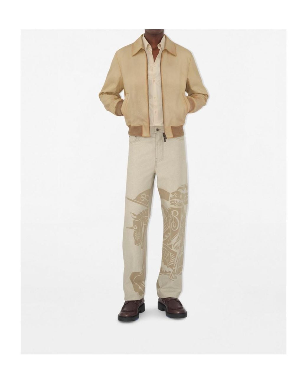 Burberry Natural Ekd Printed Straight-Leg Jeans for men