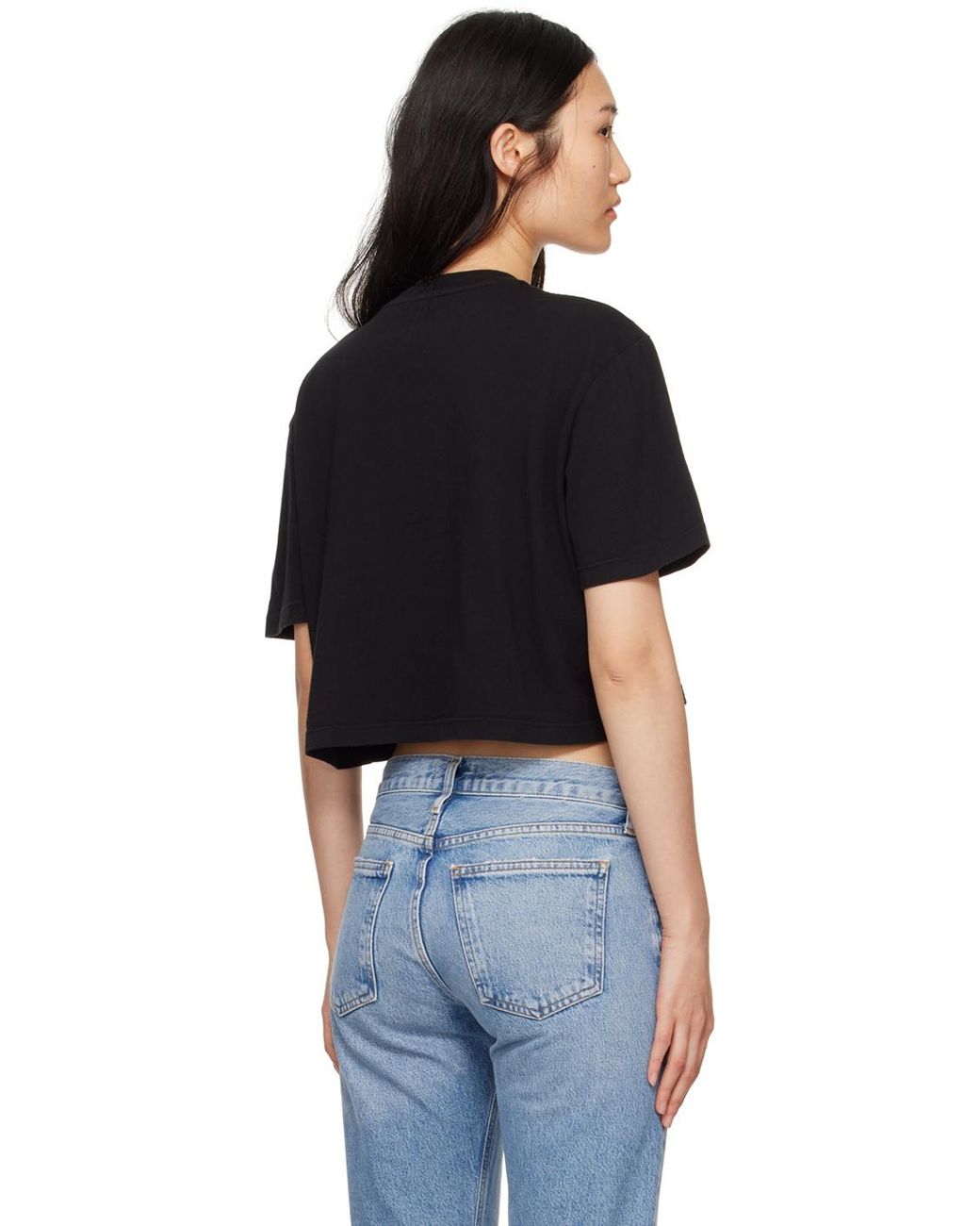 Agolde Black Anya Cropped T-Shirt