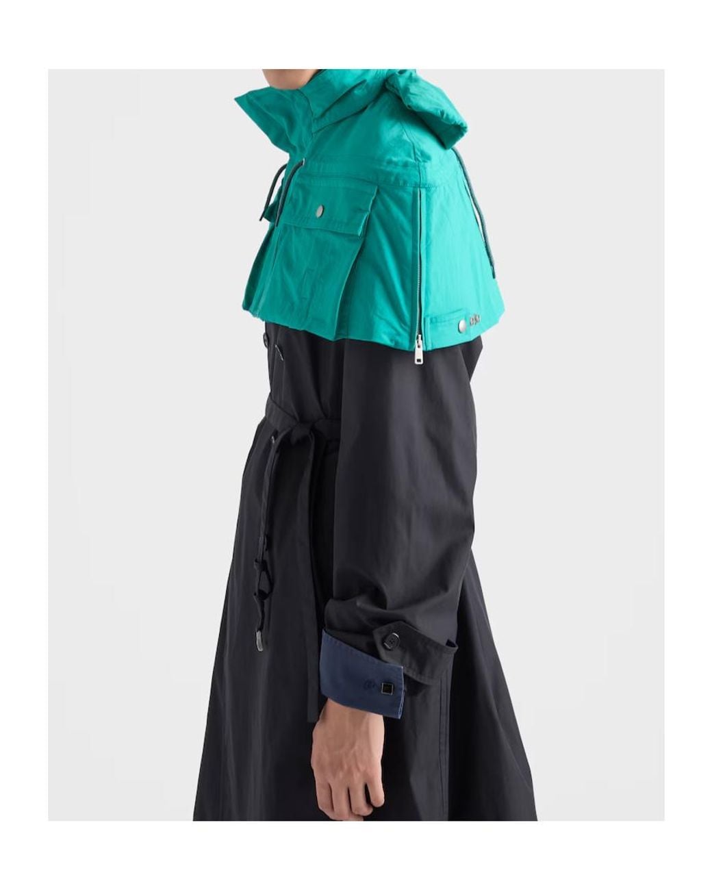Prada Blue Hooded Pocket Cape for men
