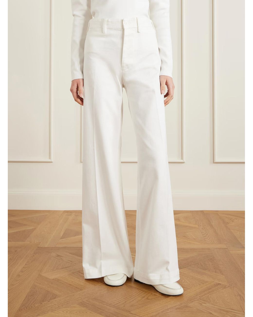 Polo Ralph Lauren White High-Waisted Flared Trousers