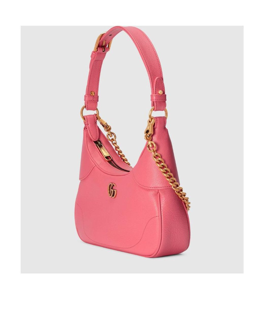 Gucci Pink Logo Plaque Small Aphrodite Shoulder Bag