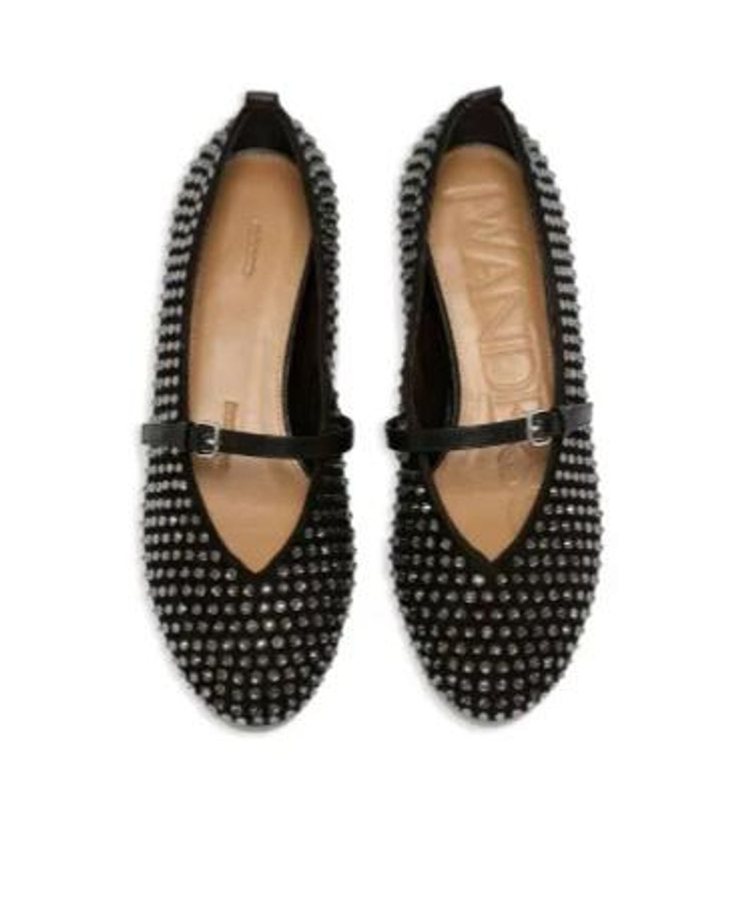 J.W. Anderson Black Crystal-Embellished Buckle Ballet Flats