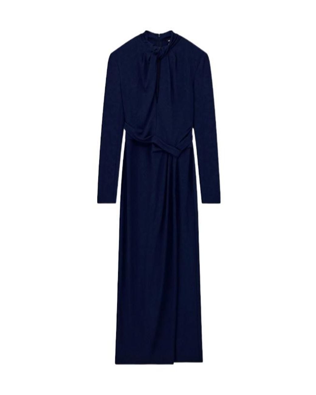 Giorgio Armani Blue Twist-Detail Keyhole-Neck Midi Dress