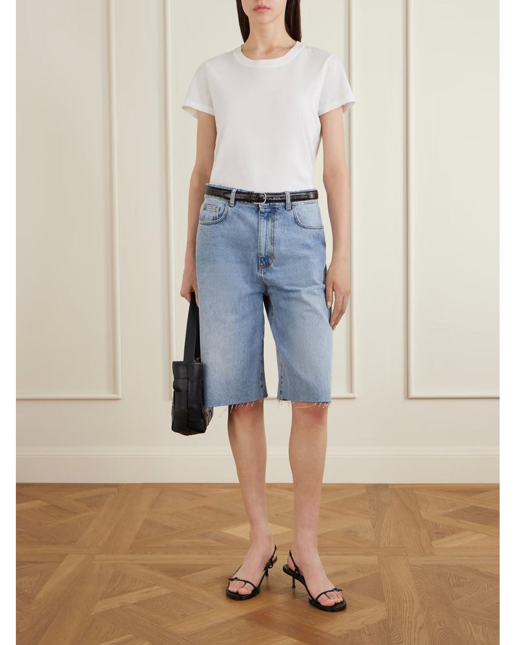 Rohe Blue Denim Shorts With Belt Loops