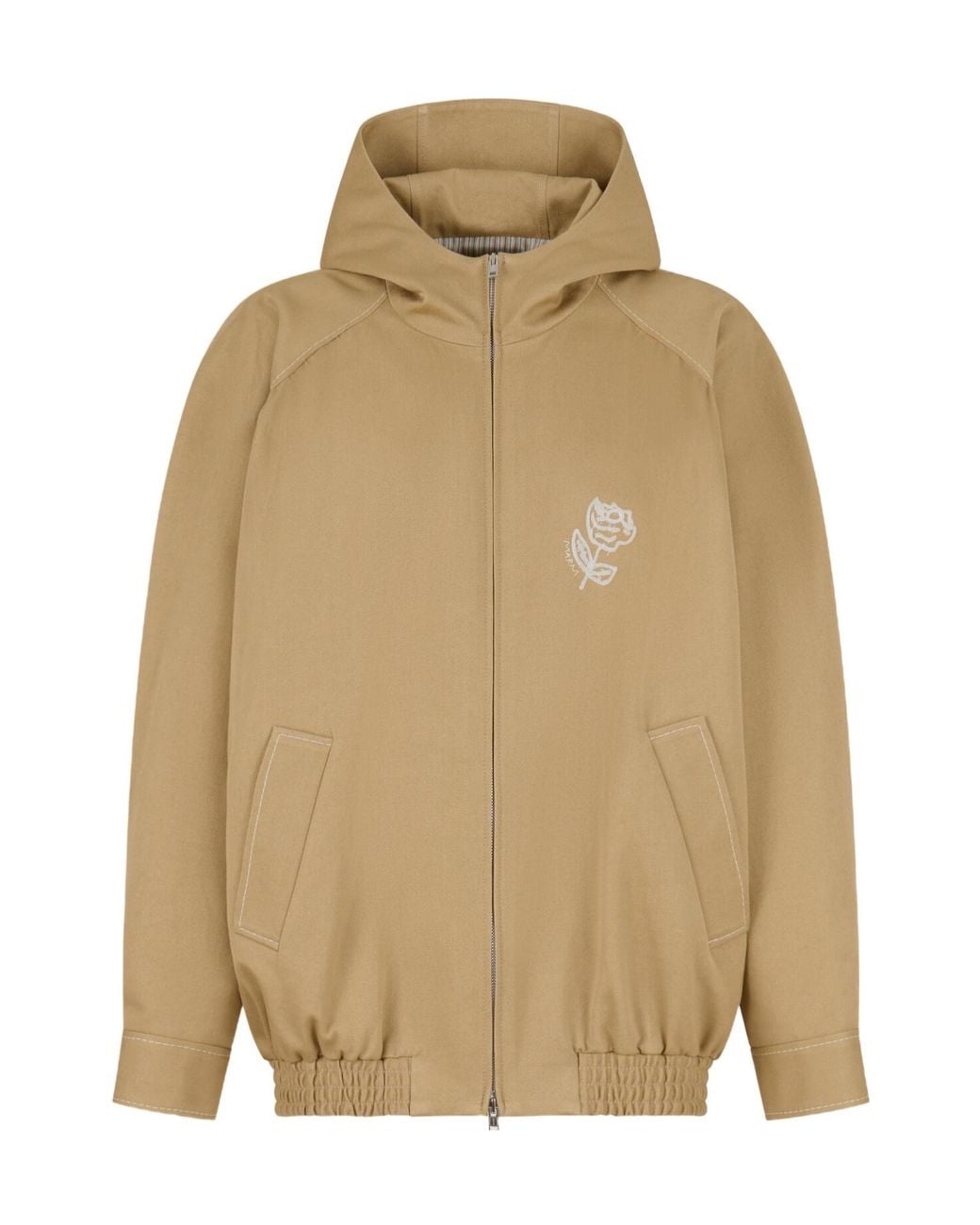 Marni Natural Logo Embroidered Zip-Up Jacket