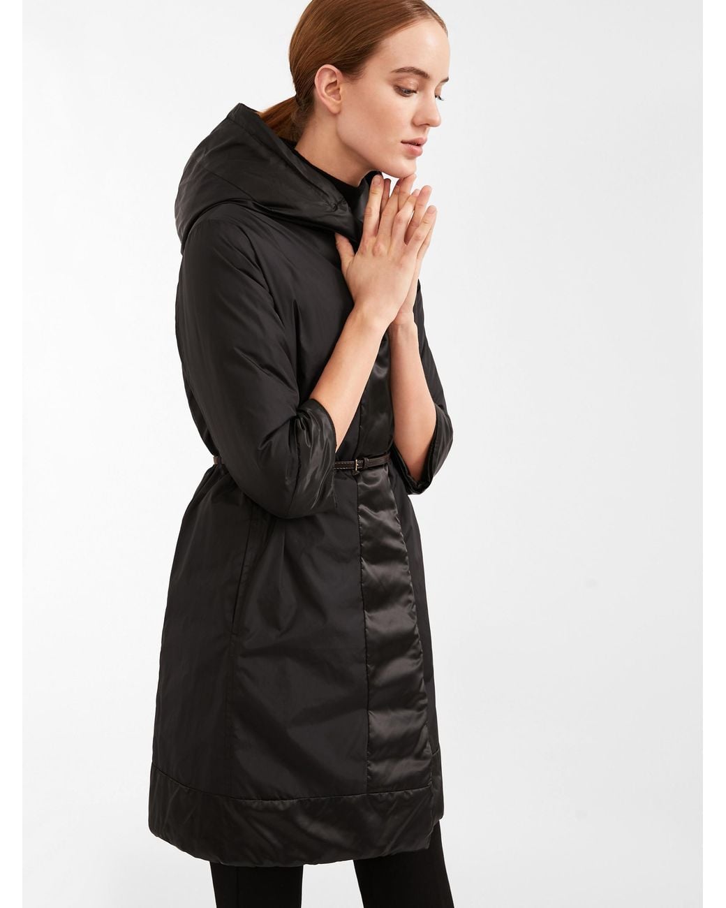 Max Mara Black Hooded Quilted Down Jacket