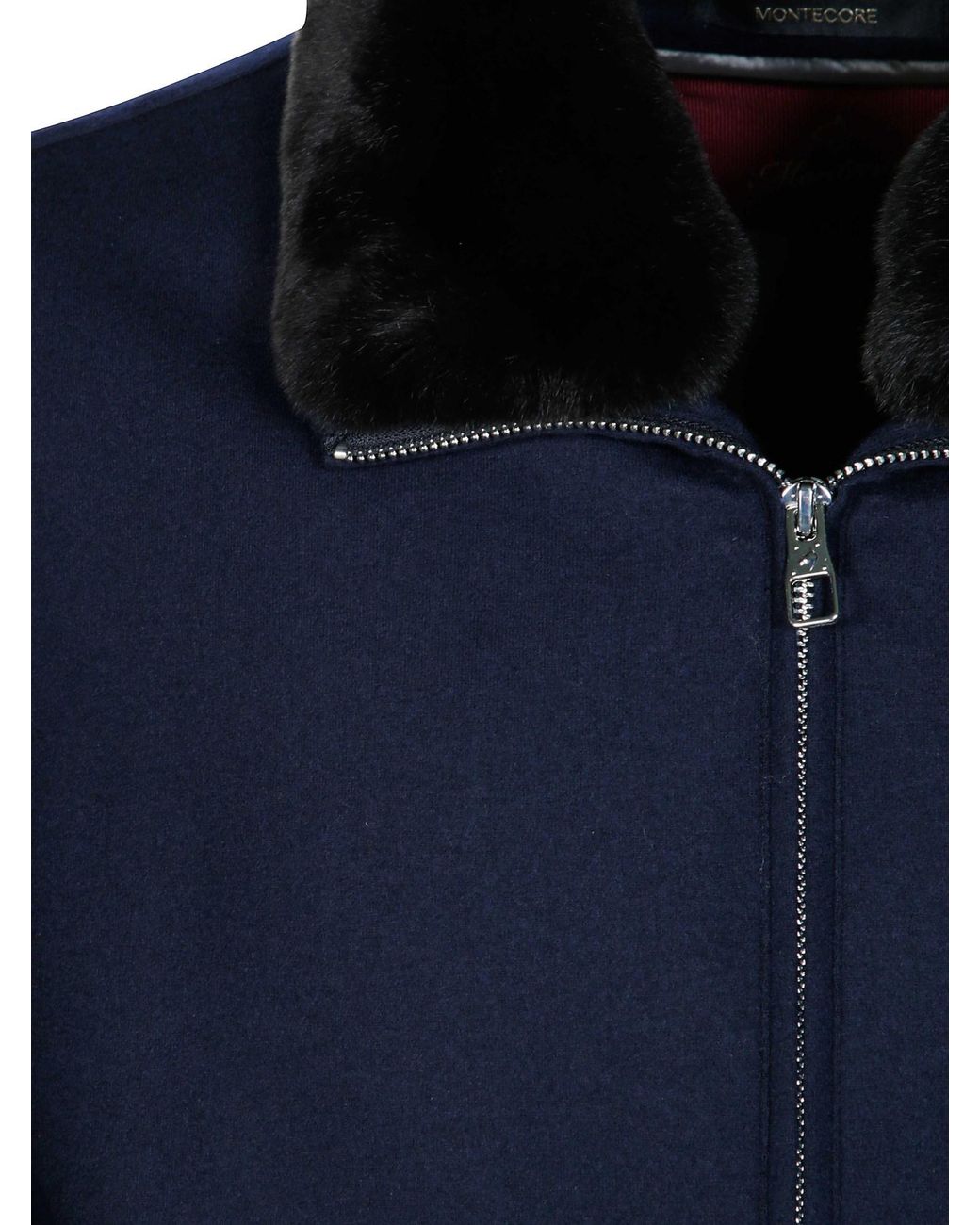 Montecore Blue Zip-Up Fur-Collar Jacket for men