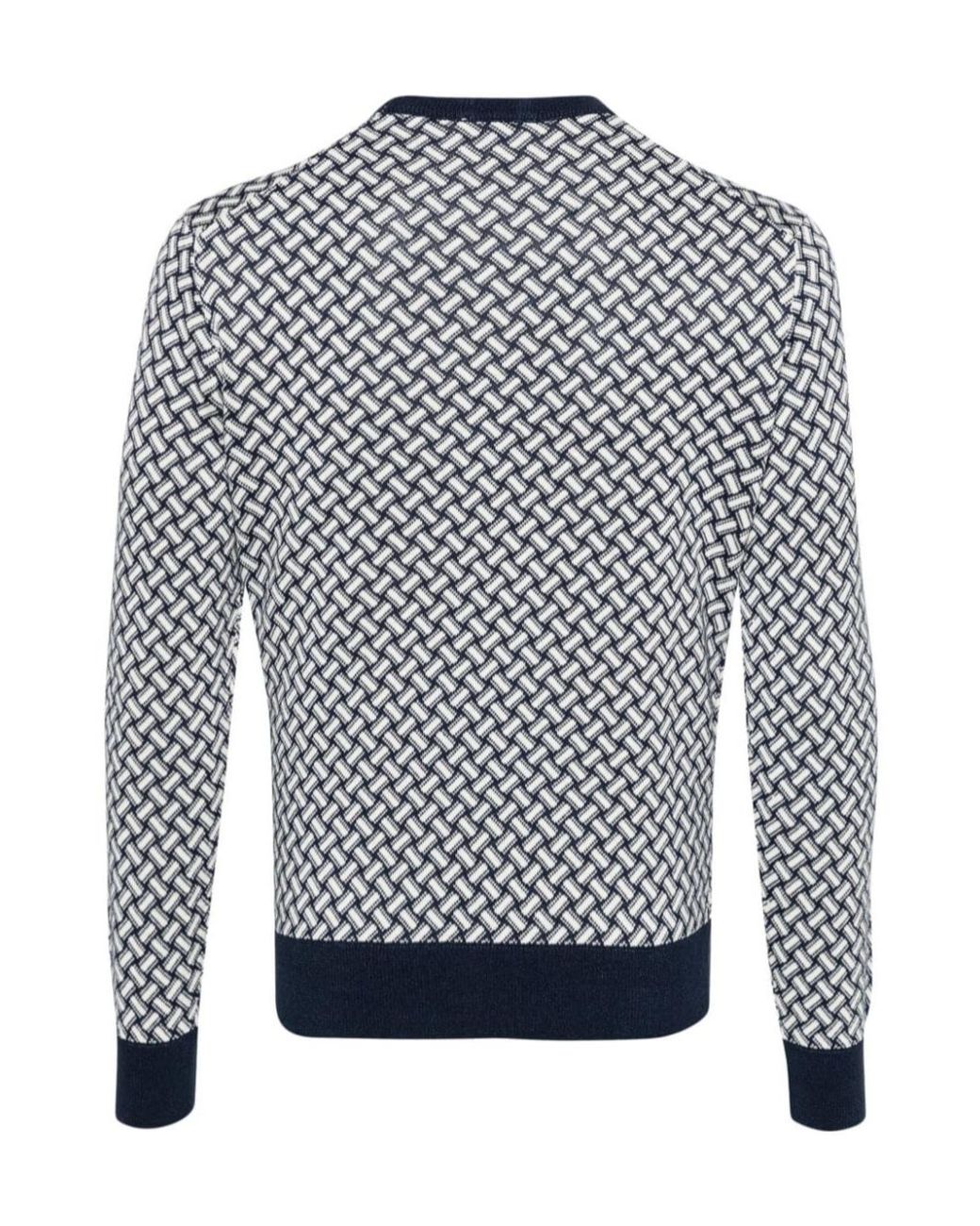 Drumohr Blue Geometric Knit Pullover for men