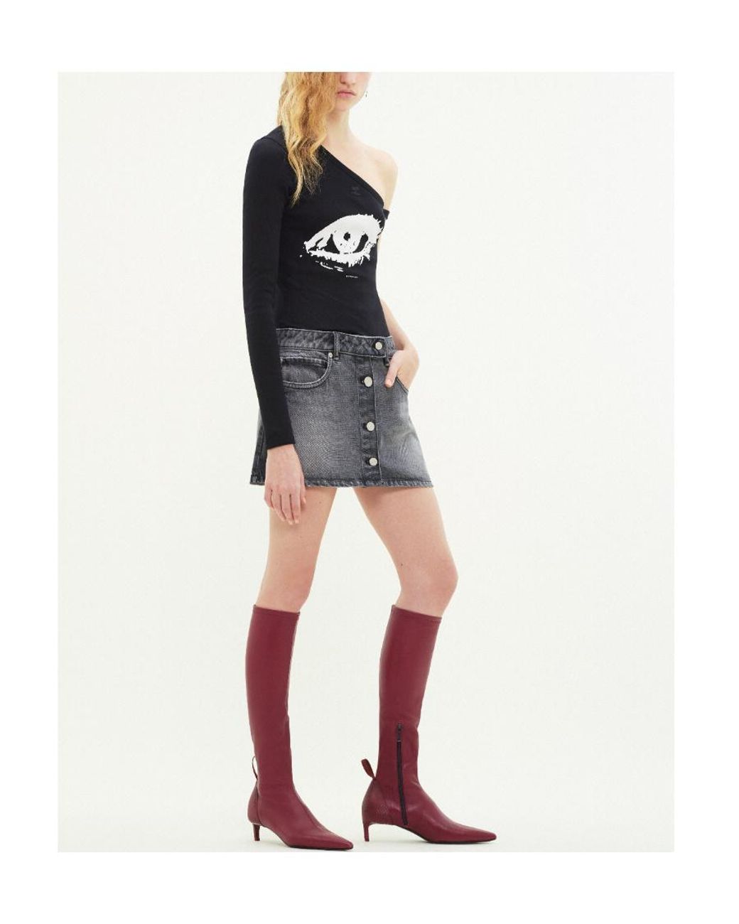 Courreges Black Courrèges Denim Trucker Mini Skirt