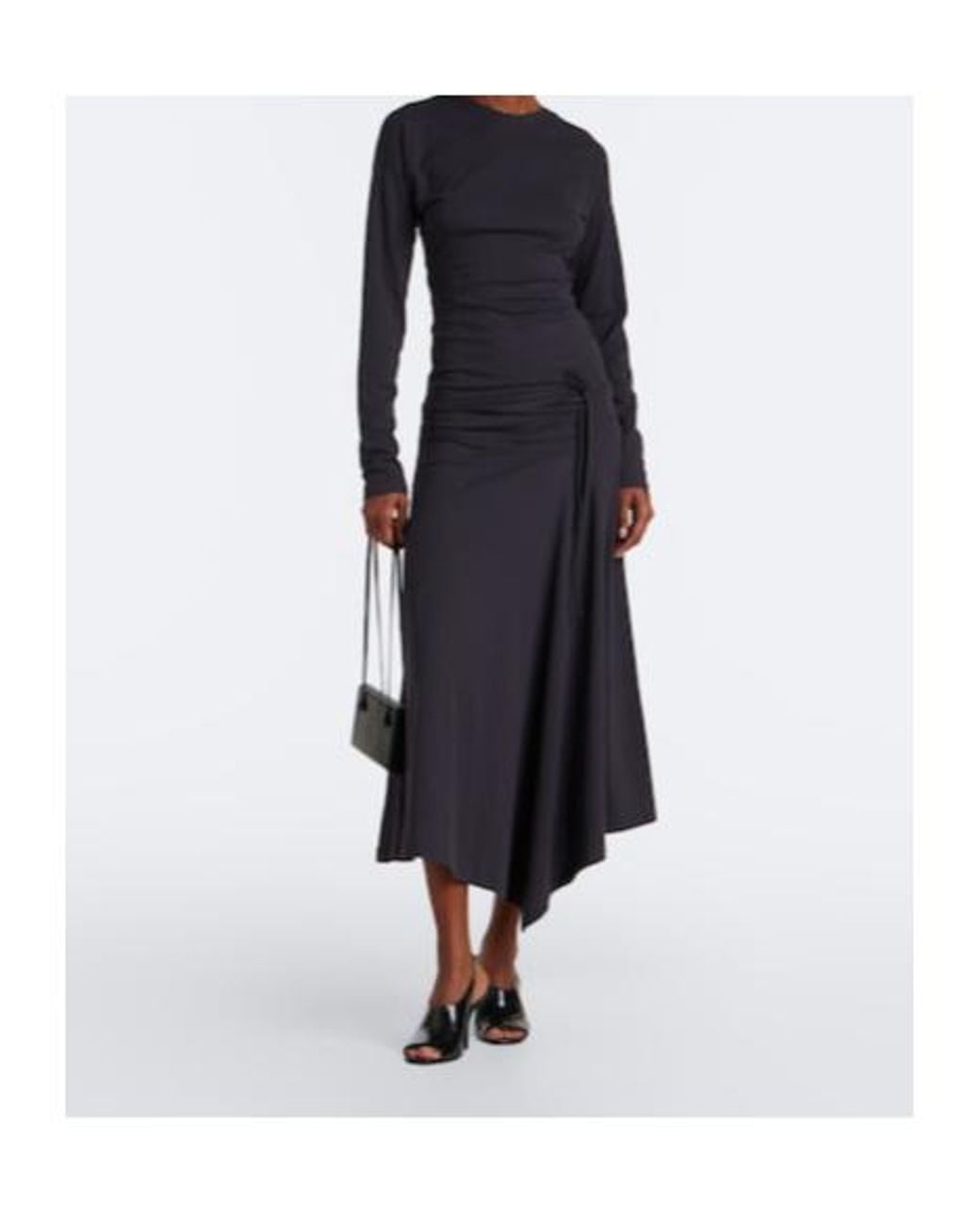 Lemaire Black Cotton Jersey Crêpe Midi Dress