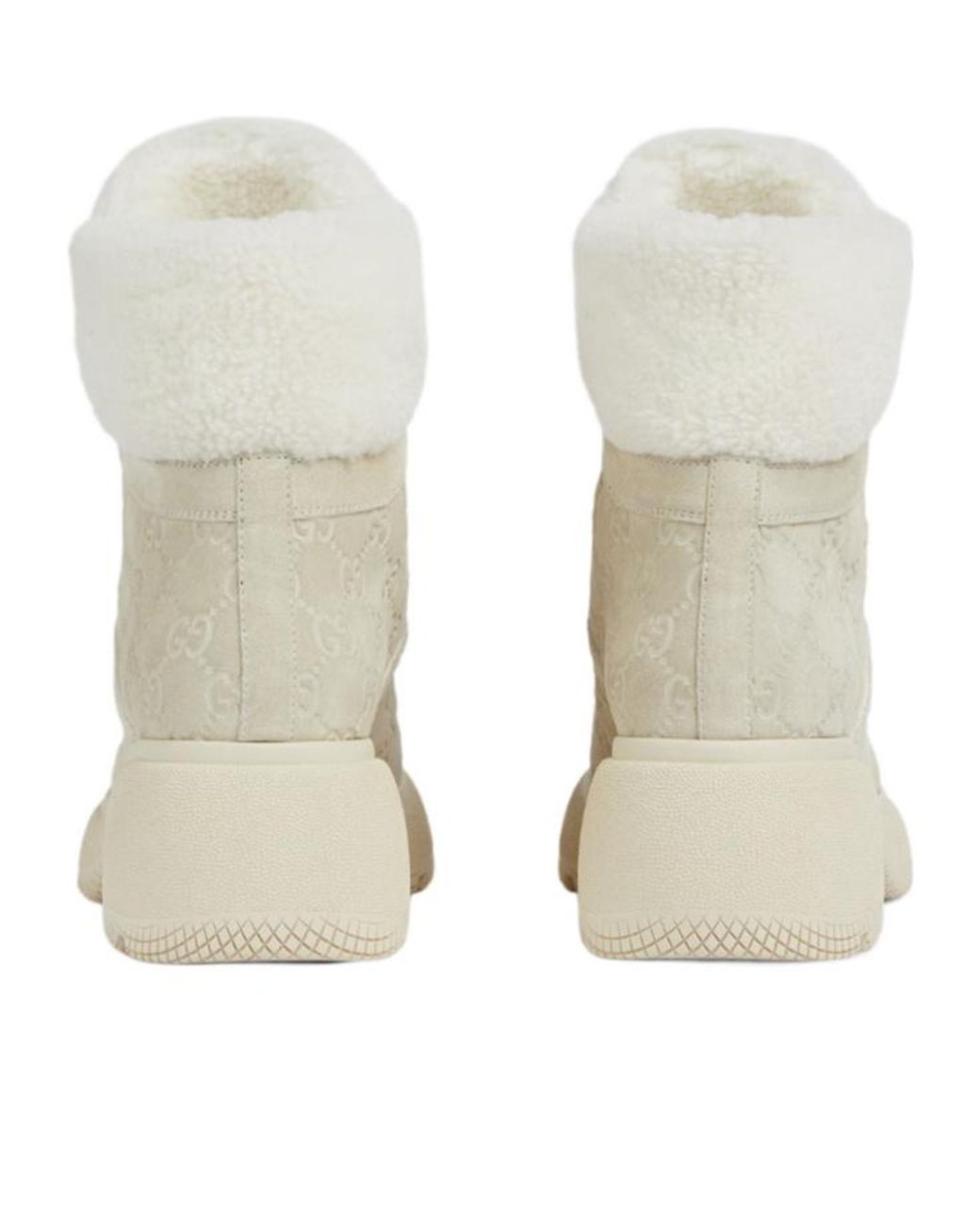 Gucci Natural Lace-Up Ankle Boots